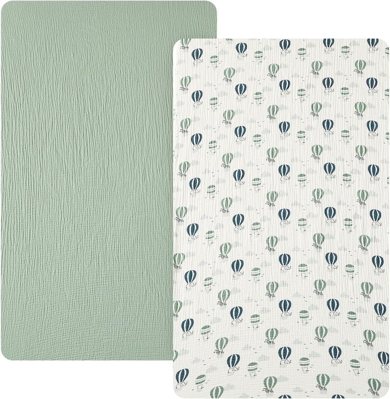 david's kids Muslin Mini Crib Sheets, 2 Pack Cotton Pack N Play Sheets for Boys Girls Neutral, Soft Breathable Baby Sheets Fit Pack N Play, Playard and Mini Crib Mattresses, Animals