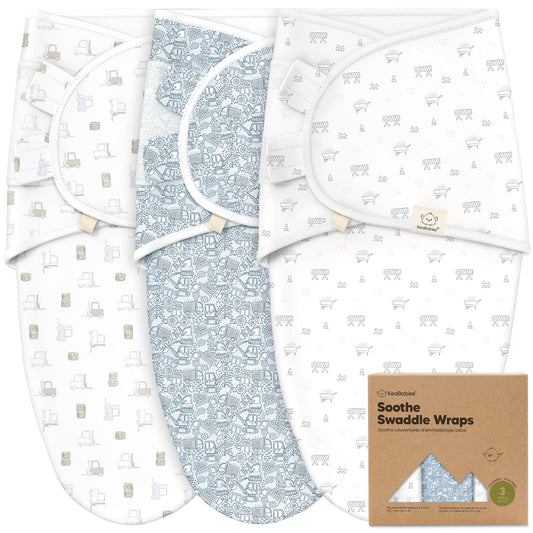 KeaBabies 3-Pack Organic Baby Swaddle Sleep Sacks - Swaddles for Newborns, Infant 0-3 Months, Baby Girls, Boys, Soft & Snug Newborn Sleep Sack, Nursery Swaddling Blankets (Excavation)