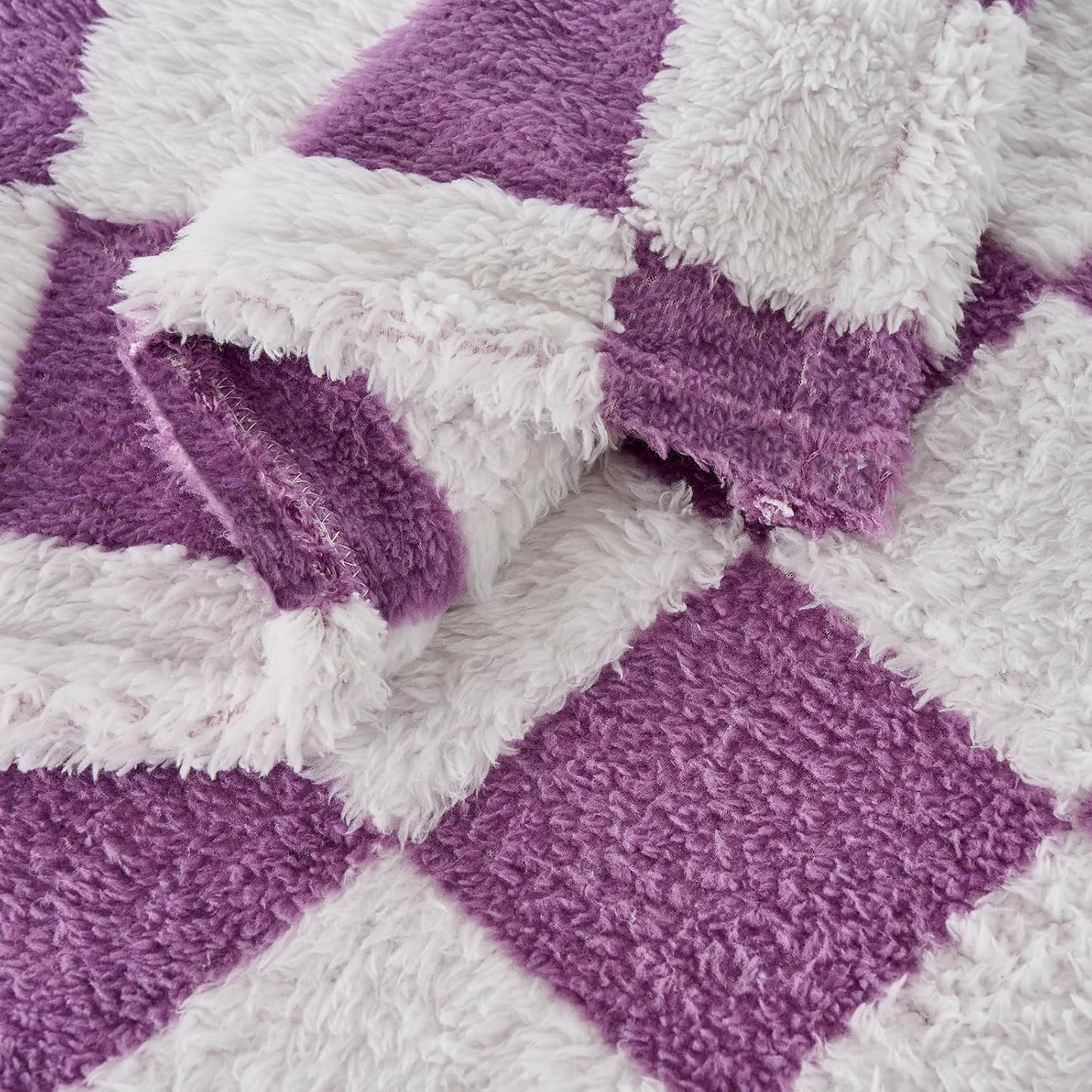 Fleece Baby Blanket for Girls 3D Checkerboard Design, Warm Cozy and Fluffy Infant Newborn Toddler Small Receiving Blankets for Crib Stroller, 30x40 Inches, Purple