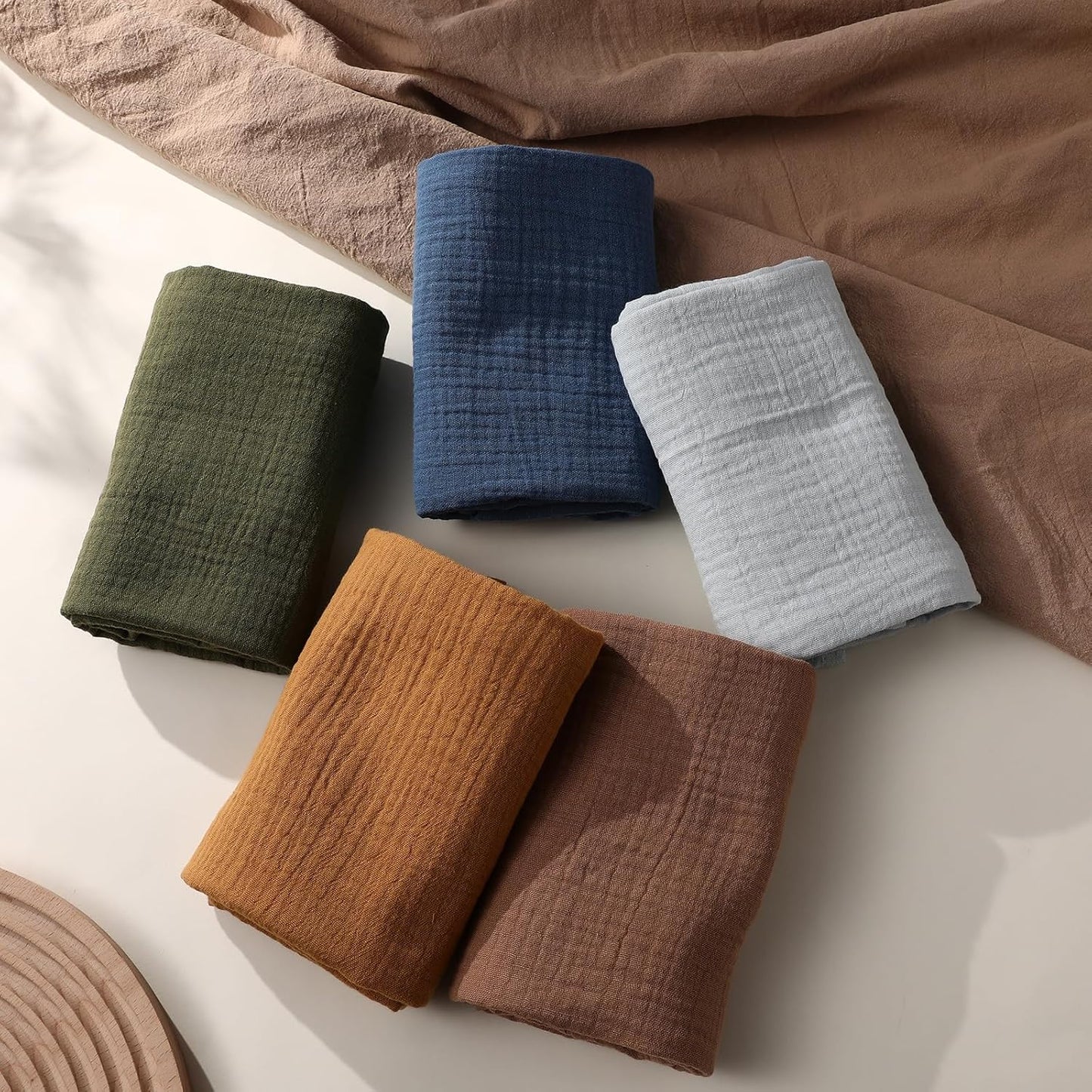 Muslin Receiving Blankets, Neutral Blanket Swaddling for Newborn Boys and Girls, 5 Pack Breathable and Skin-Friendly Swaddle Wrap for Infant Baby (Elegant Colors)