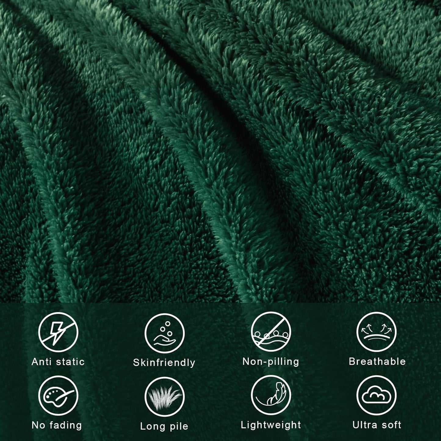 Exclusivo Mezcla King Size Flannel Fleece Blanket, Super Soft Velvet Plush Bed Blanket, Fuzzy Cozy and Warm for All Seasons, 90x104 Inches, Forest Green