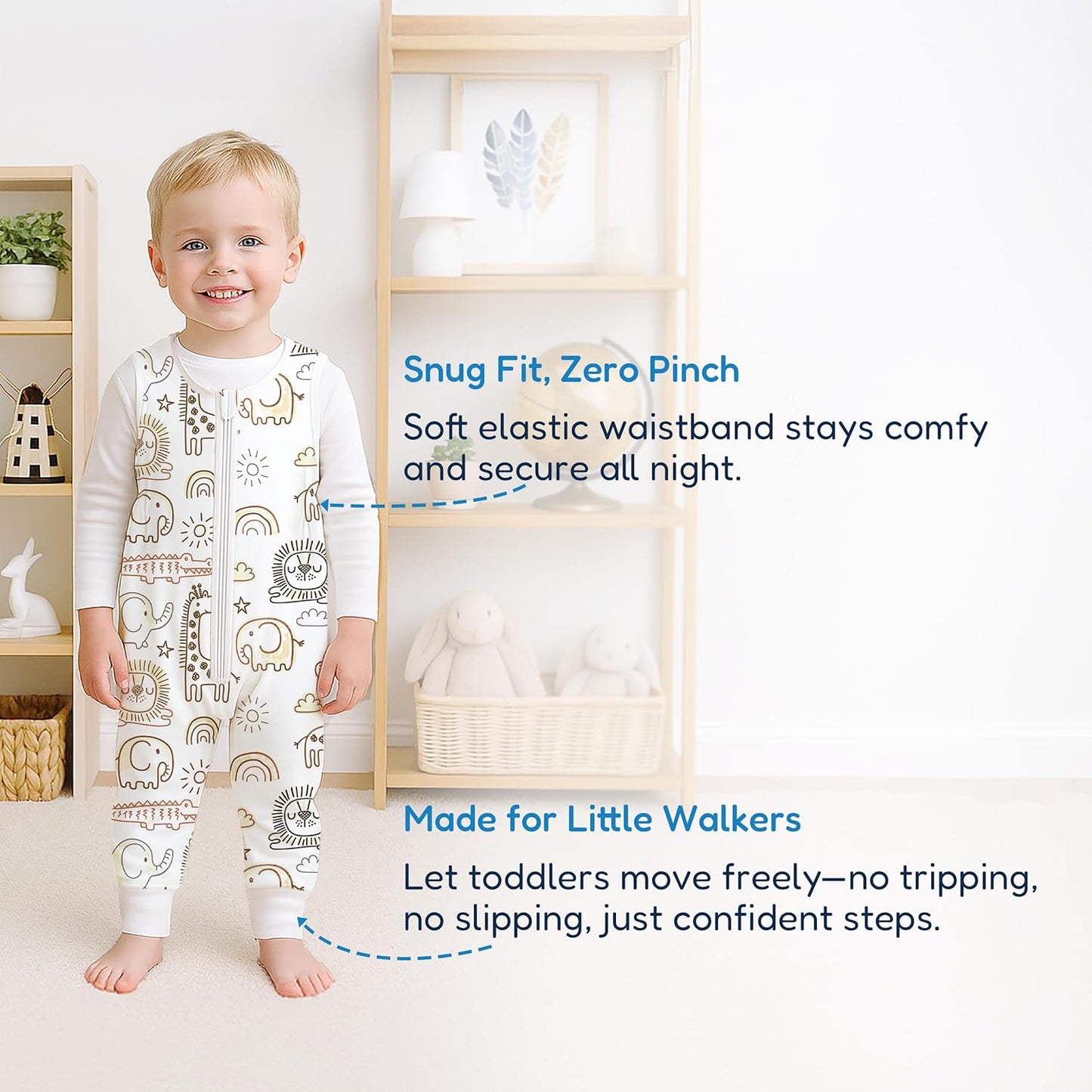 TotAha Toddler Sleep Sack with Legs, 0.5 TOG Light and Soft Baby Sleeping Bag, Walker Sleep Sack for Babies 12-24M, 2T-3T