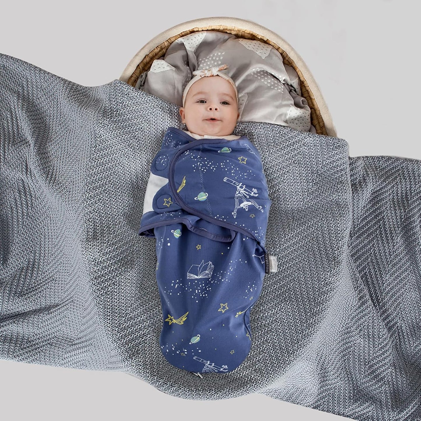HOUSBAY Baby Swaddle Blanket Boy Girl,Super Soft Material Newborn Adjustable Swaddles for 0-3 Months,2-Way Zipper Sleep Sack 1 Pack