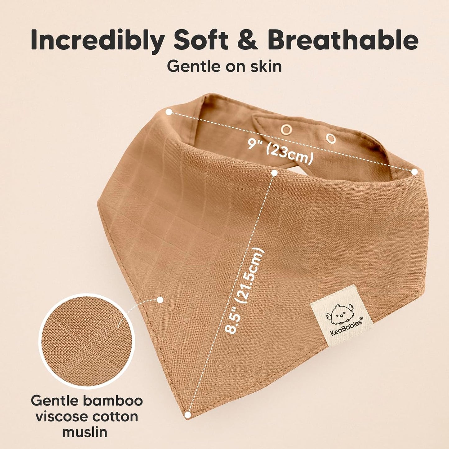 8-Pack Muslin Baby Bibs for Boys, Girls - Muslin Bandana Drool Bibs for Baby Girl & Boy, Drooling Newborn, Teething Toddler, Infant 0-36 Months, 100% Cotton Extra Absorbent & Soft (Mirage)