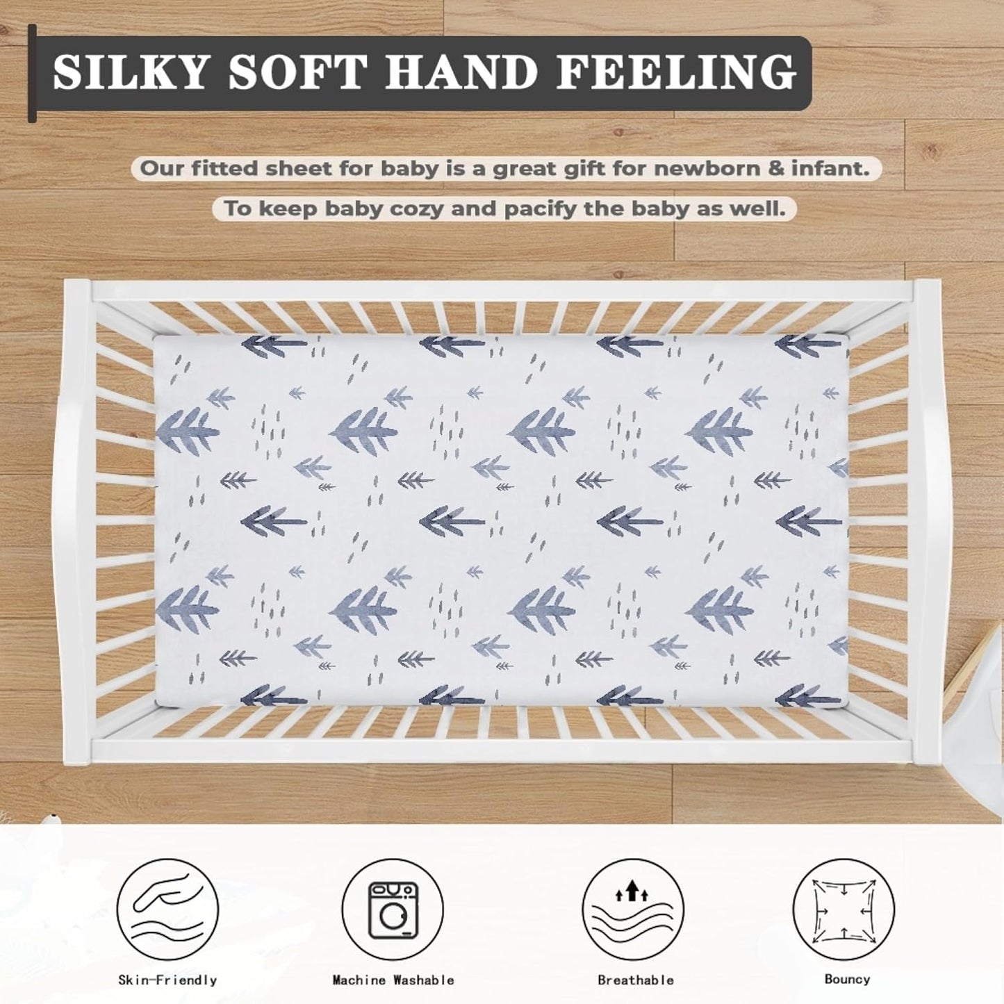 Watercolor Trees Fitted Crib Sheet Plants Baby Crib Sheet Fit Standard Crib and Toddler Mattress,Crib Mattress Sheets for Boys Girls 28"x52"