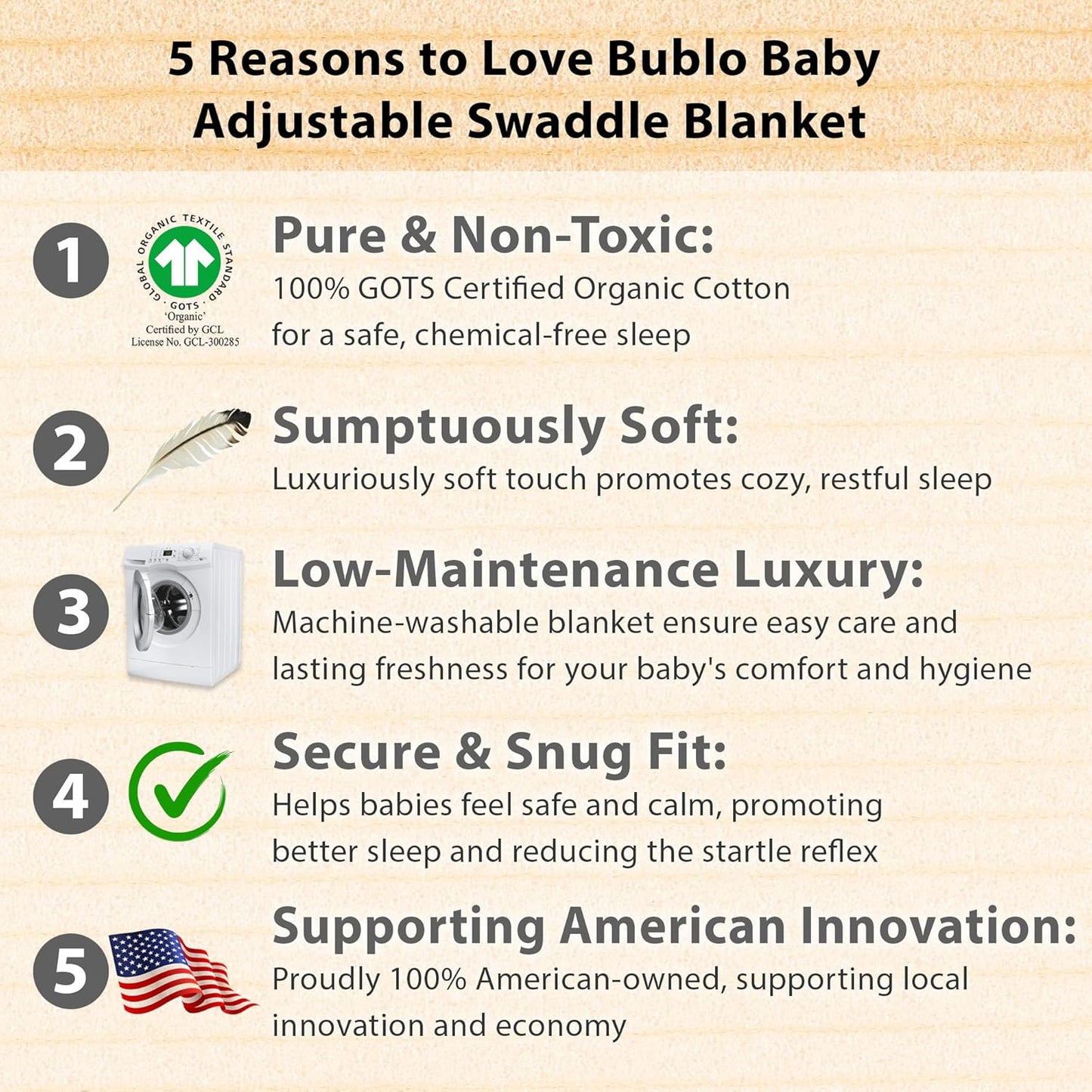 Bublo Baby Swaddles for Newborns – 3-Pack Infant Swaddles 3-6 Months – Adjustable Swaddle Sleep Sack – Soft Organic Cotton Baby Wrap for Safe & Cozy Sleep (White Grey)