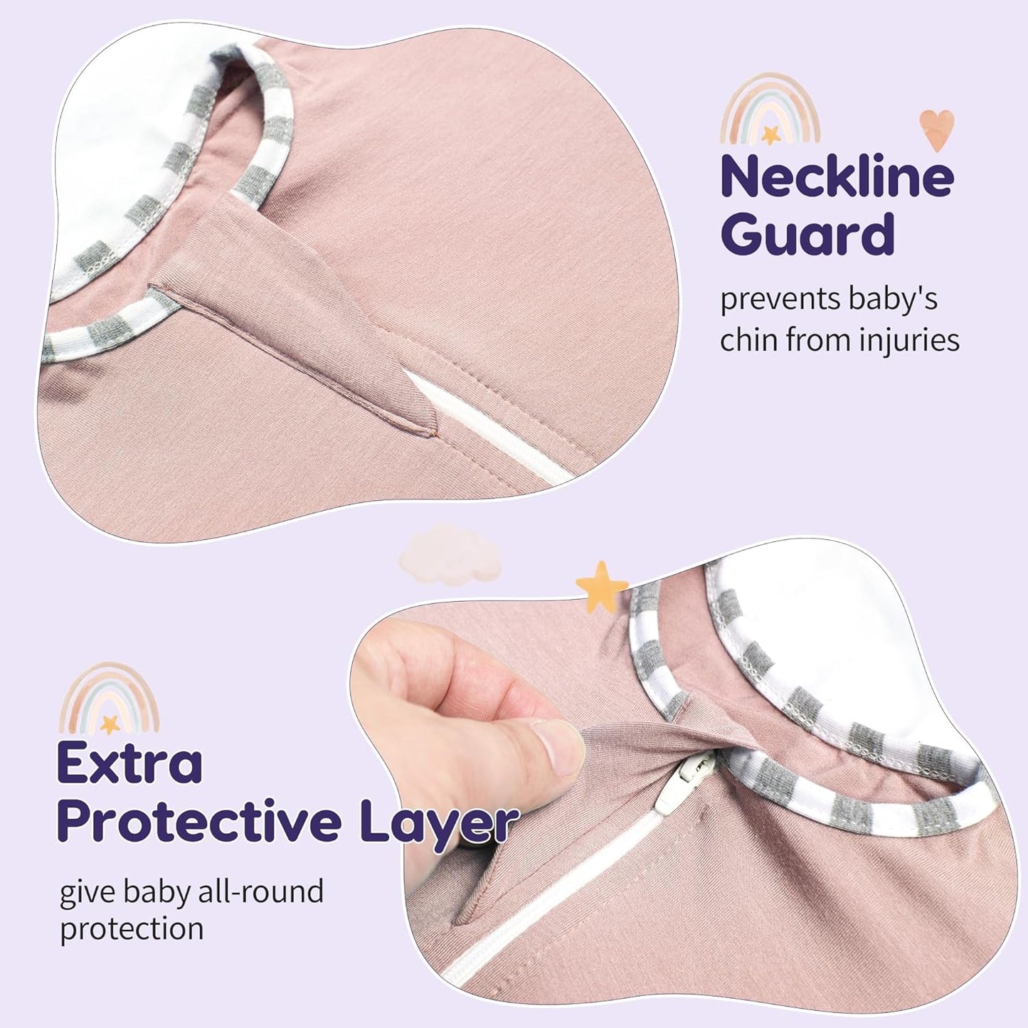 PuppyPaws Baby Sleep Sack, Transition Swaddle, Sleep Sack 3-6 Months, Wearable Blanket Baby with 2-Way Zipper, Swaddles for Newborns Summer, 95% Rayon derived from Bamboo, 5% Spandex