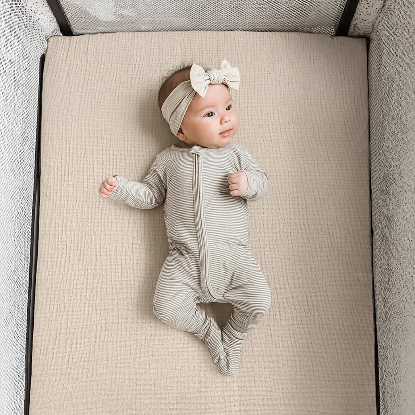 lulumoon Pack and Play Sheets Muslin: Cotton Fitted Sheets for Baby Trend Pack N Play - Soft Playard Sheets for Boys and Girls 2Pack