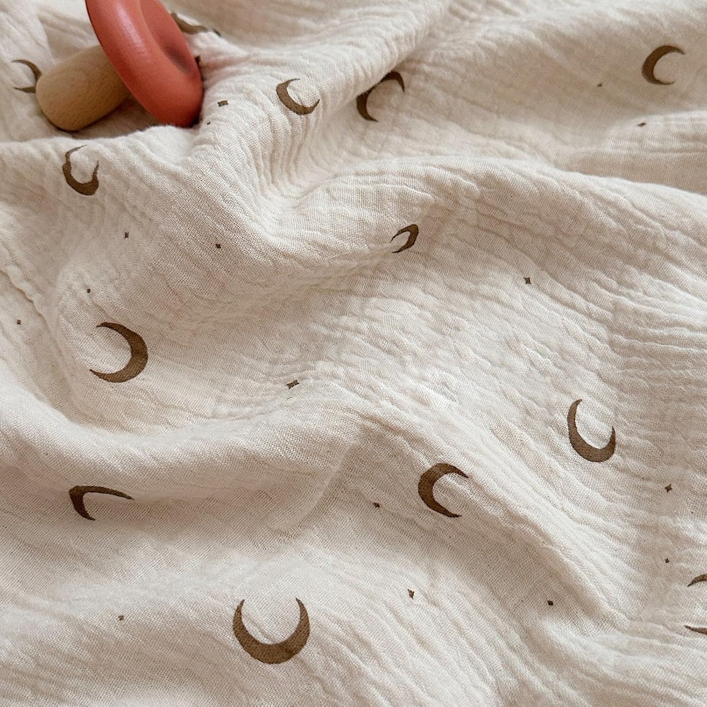 BuLuTu Muslin Toddler Pillowcases Girls Boys,Soft Breathable Cotton Kids Pillow Cover, Moon Star Pattern Shabby Chic Nursery Pillow Cases Enveloped Closure, 14"x20", 1 Piece