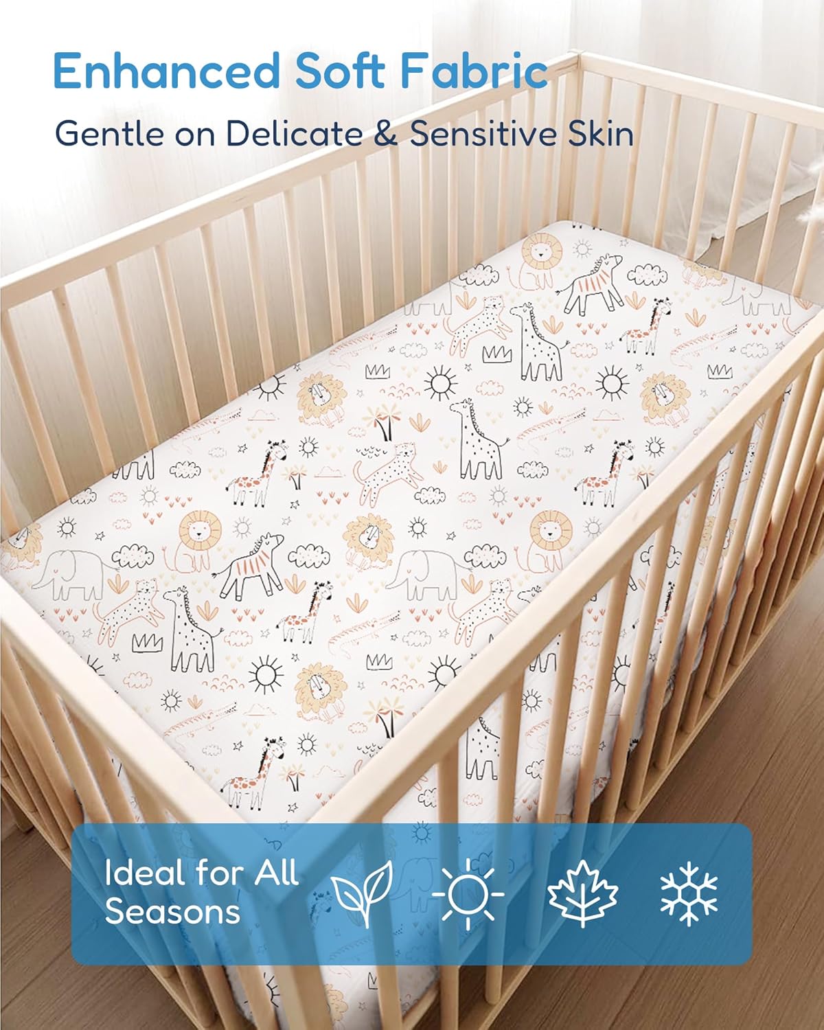 Baby Crib Sheets Boy Girl for Standard Crib Mattress - Orange Cloud and Rainbow Design Crib Sheet, Ultra Soft, Durable, Comfortable Fitted Crib Sheet, 28''x52''x9'' Deep Pocket