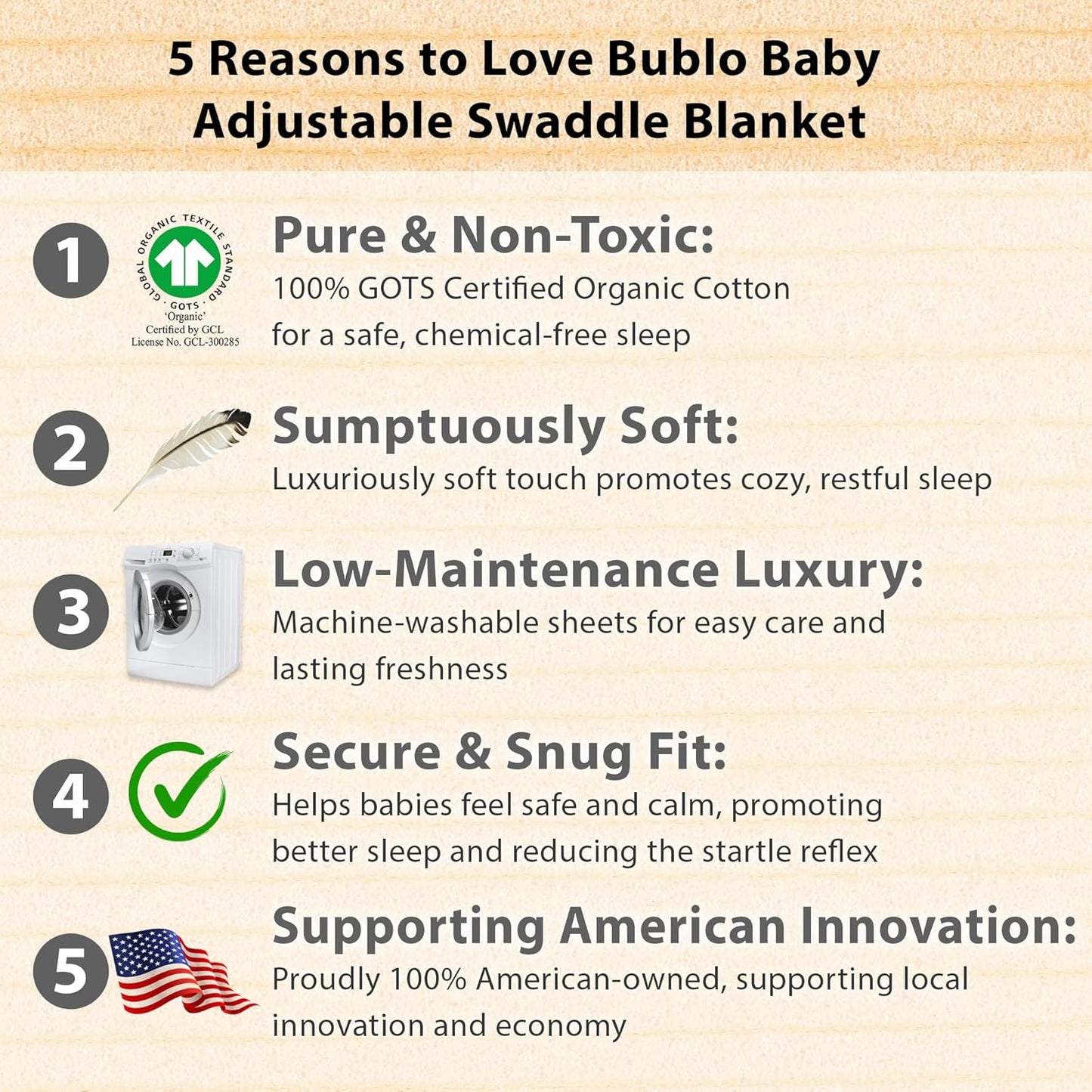 Bublo Baby Swaddles for Newborns – 3-Pack Infant Swaddles 0-3 Months – Adjustable Swaddle Sleep Sack – Soft Organic Cotton Baby Wrap for Safe & Cozy Sleep (Melange Grey)