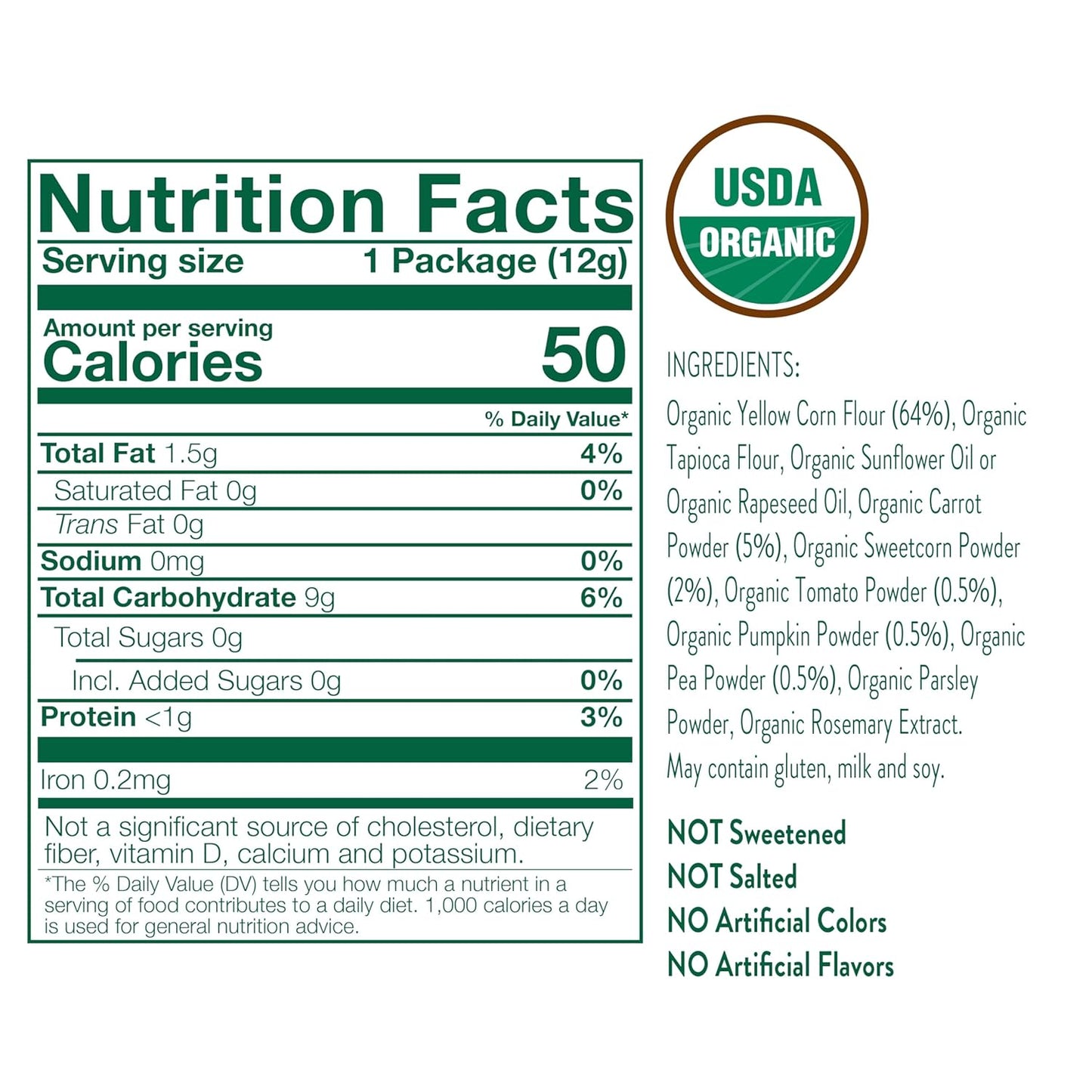 Little Bellies Organic Veggie Tubes Toddler Snack (Pack of 7 x 0.42 oz Individual Packs)