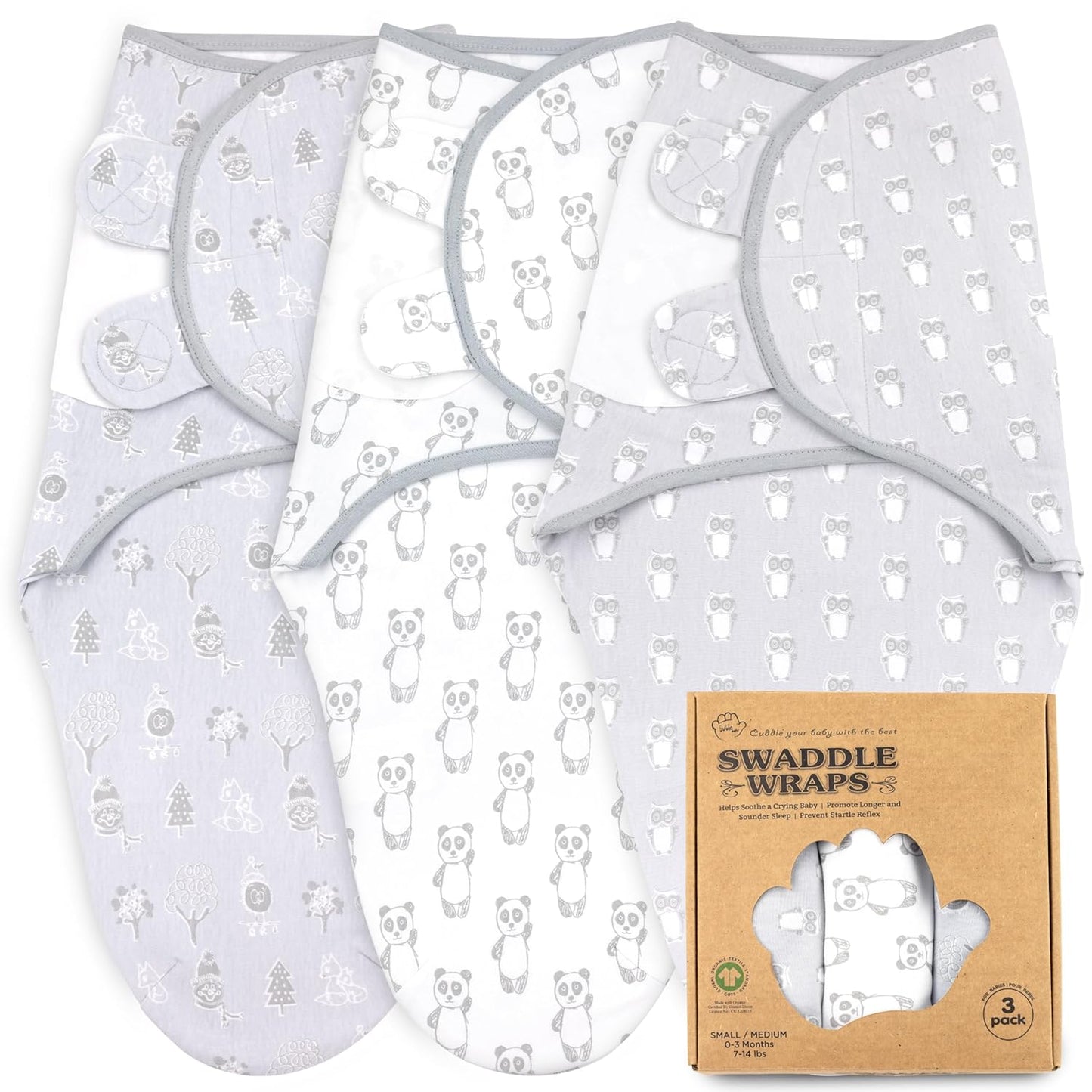 Bublo Baby Swaddles for Newborns – 3-Pack Infant Swaddles 0-3 Months – Adjustable Newborn Swaddle Sleep Sack – Soft Organic Cotton Baby Wrap for Safe & Cozy Sleep