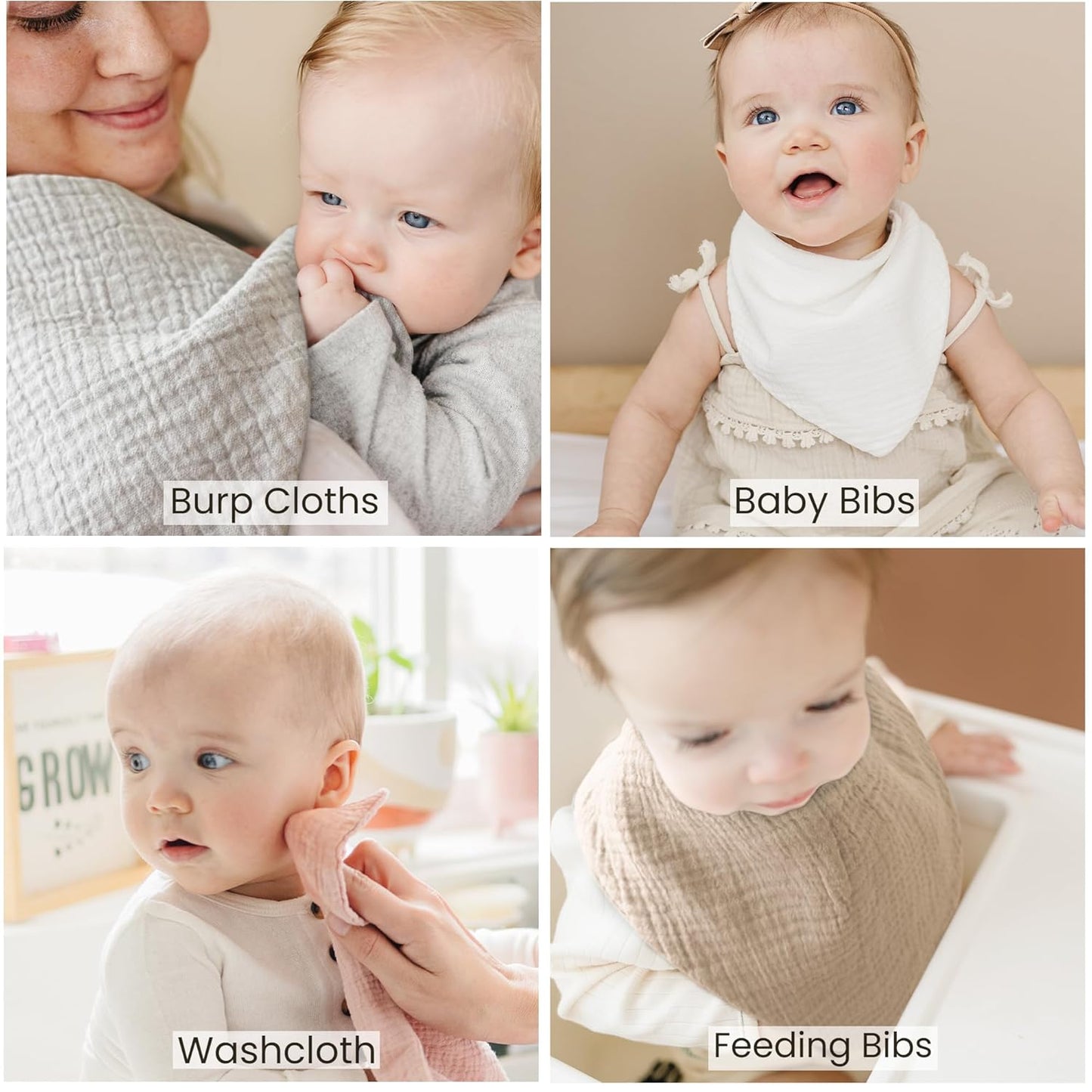 Konssy Muslin Baby Bibs 10 Pack Baby Bandana Drool Bibs 100% Cotton for Unisex Boys and Girls, Soft Absorbent Set for Teething and Drooling