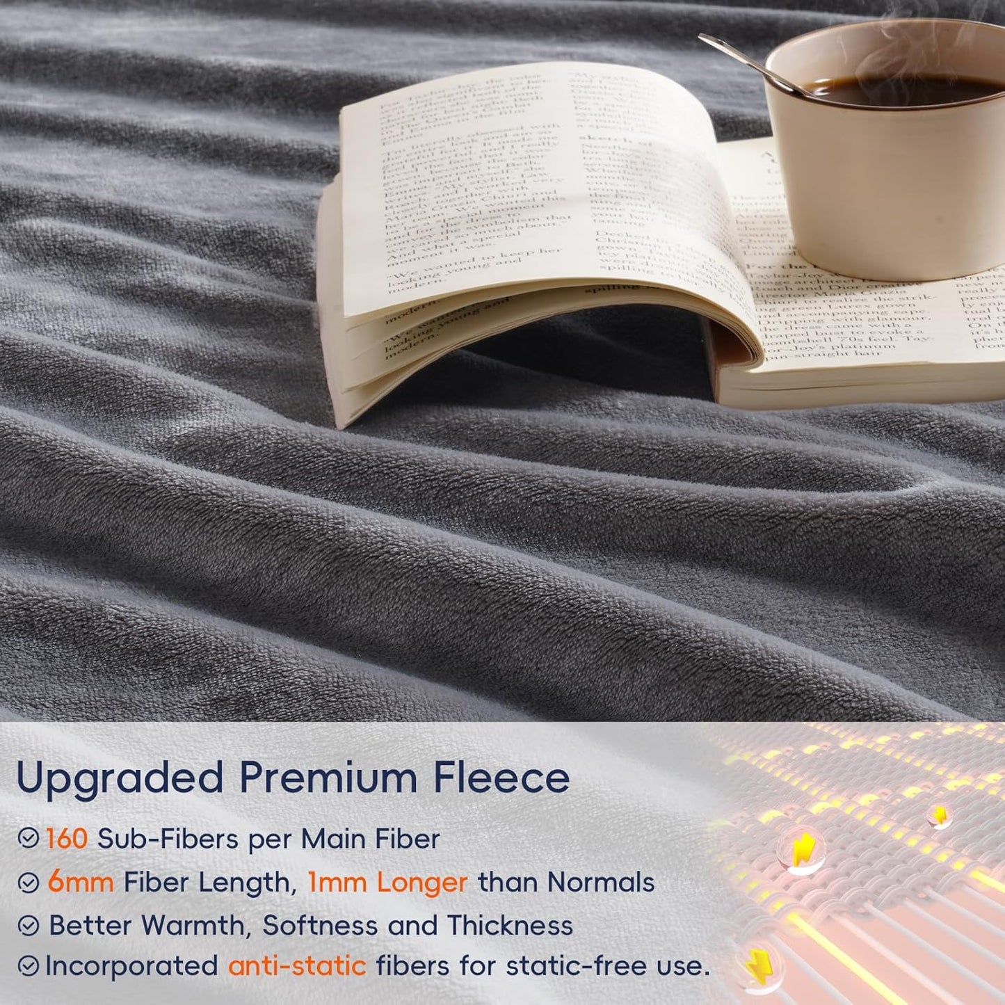 PHF Ultra Soft Fleece Blanket Twin Size, No Shed No Pilling Luxury Plush Cozy 300GSM Lightweight Twin XL Blanket for Bed, Couch, Chair, Sofa Suitable for All Season, 76" x 90", Grey