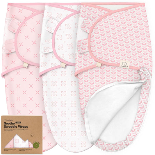 Baby Swaddle Sleep Sacks with Zipper - 3-Pack Swaddles for Newborns 0-3 Months, Infant, Baby Girls, Boys, Soft & Durable Newborn Sleep Sack, Easy Diaper Change Swaddling Blanket (Blossom)