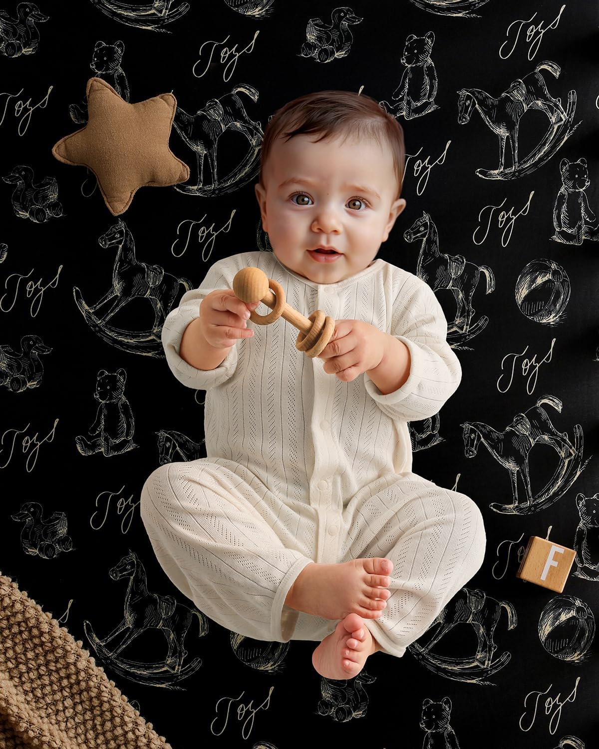 Yoofoss Baby Crib Sheets 2 Pack for Boys and Girls - 52x28 Fitted Crib Sheet Neutral Fits for Standard Crib and Toddler Mattress, Ultra Soft Breathable Microfiber Rocking Horse