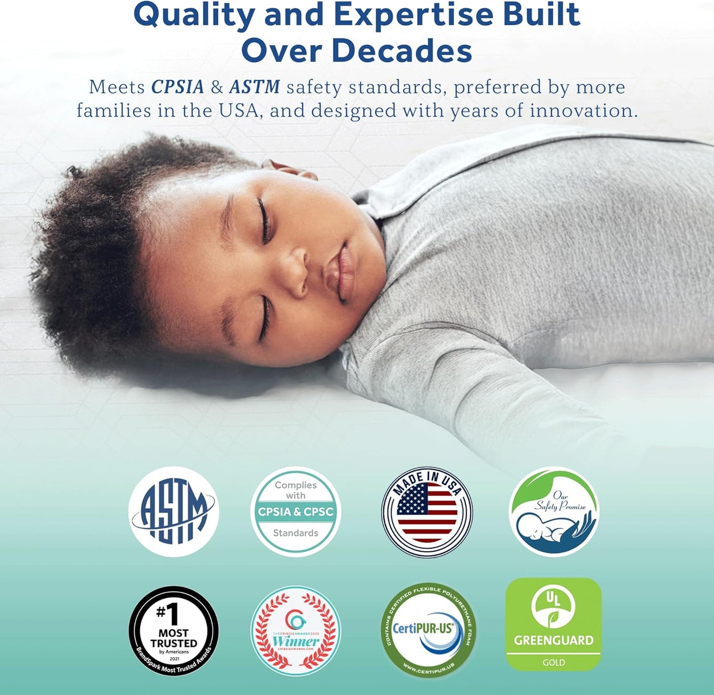 Sealy Baby Cozy Cool Hybrid Breathable Crib Mattress, GREENGUARD GOLD Certified, Made in USA, Cooling Foam, 2 Stage, Toddler Bed Fit, 204 Coils & Cotton Cover, Safety & Quality Tested, 52x28"