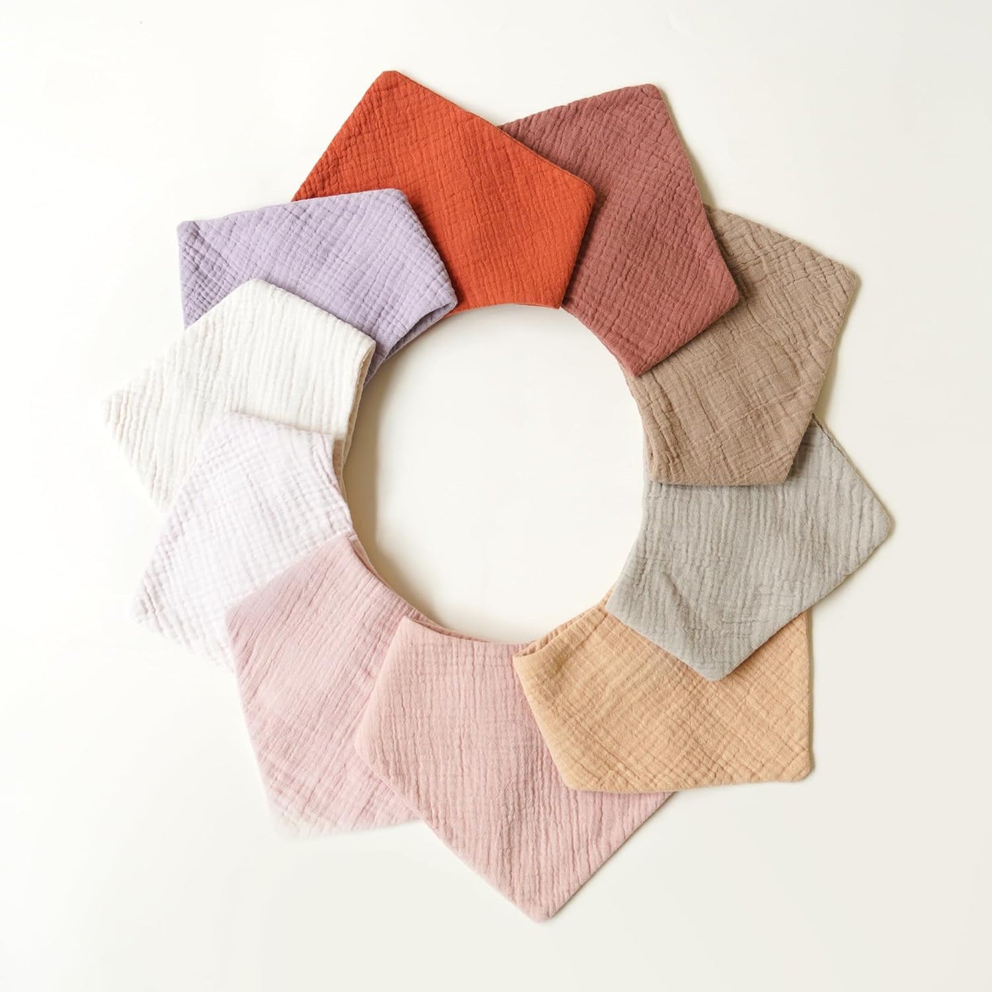 Konssy Muslin Baby Bibs 10 Pack Baby Bandana Drool Bibs 100% Cotton for Unisex Boys and Girls, Soft Absorbent Set for Teething and Drooling