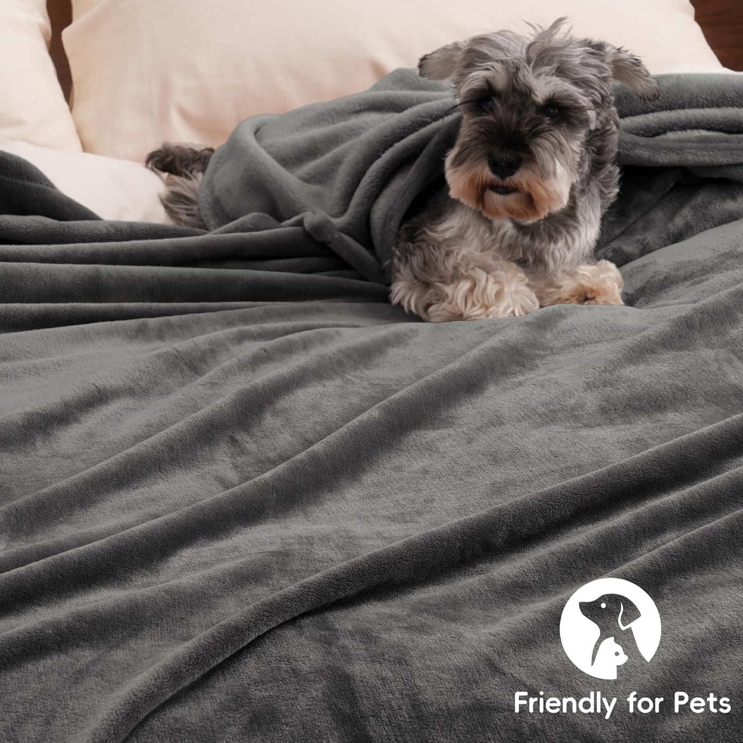 PHF Ultra Soft Fleece Blanket King Size, No Shed No Pilling Luxury Plush Cozy 300GSM Lightweight Blanket for Bed, Couch, Chair, Sofa Suitable for All Season, 108" x 90", Dark Grey