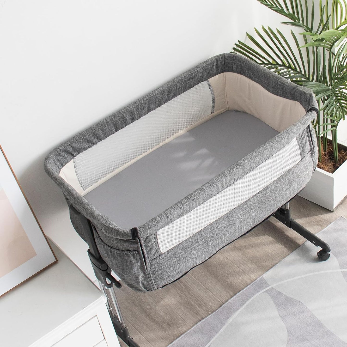 Waterproof Bassinet Sheets Fit for Miclassic, Baby Delight, TCBunny, Milliard, Dream On Me Traveler/Skylar and Other Bedside Sleeper Bassinet Mattress, 2 Pack, Ultra Soft Microfiber Sheets, Grey