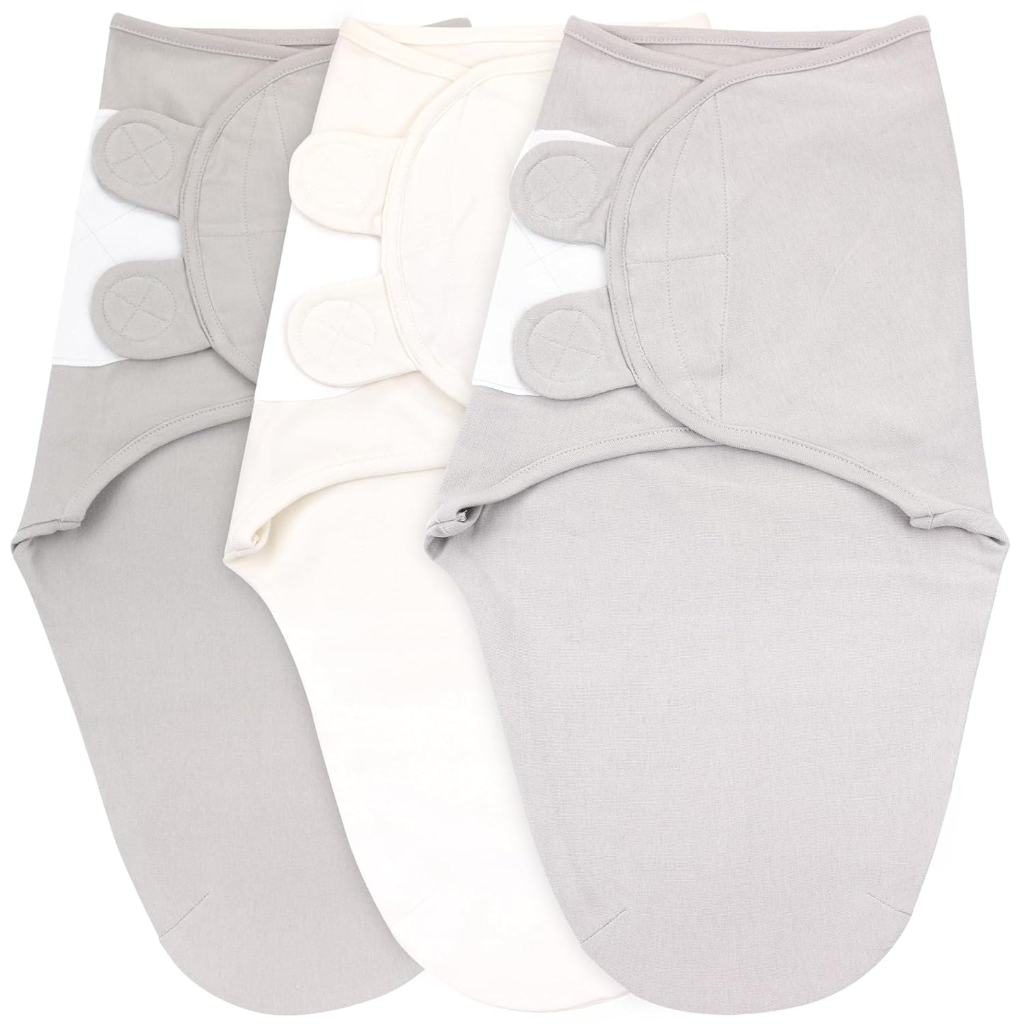 Bublo Baby Swaddles for Newborns - 3 Pack Baby Swaddles for 0-3 Months - Baby Swaddle Sleep Sack - Infant Sleeping Swaddle Sack - Adjustable Swaddle Blanket Wrap Boy Girl (Pastel Grey-White Solid)