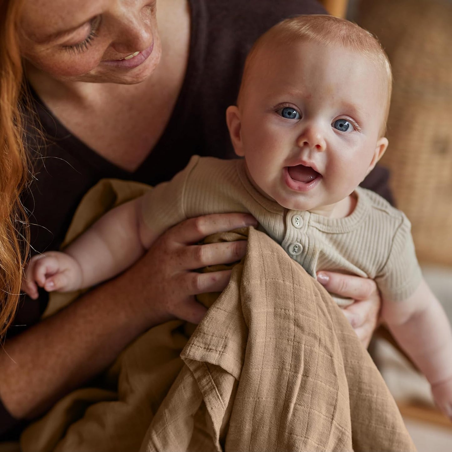 Swaddle - 100% Organic Cotton - Muslin Swaddle Blankets for Newborn, 47" x 47" 2-Pack (Autumn Yellow/Natural)