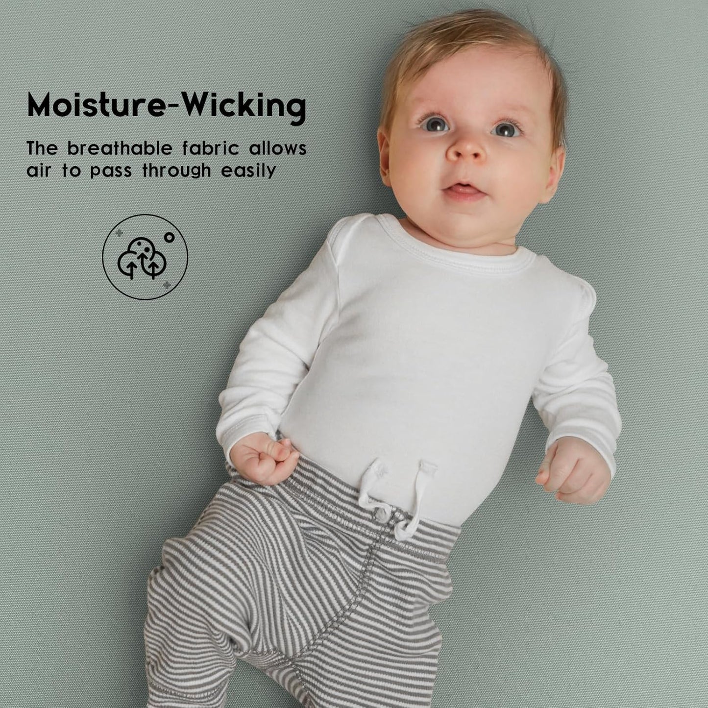 Yoofoss Pack and Play Sheets Fitted, Mini Crib Sheets 2-Pack for Pack N Play Mattress, Stretchy Playard Sheet, Soft and Breathable (Apricot-Green)