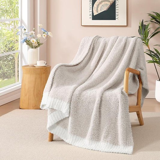 WRENSONGE Throw Blanket Cationic Dyeing Taupe Soft Cozy Fluffy Warm Hand Made Throw Blankets for Couch, Sofa, Chair, Bed, Camping, Picnic, Travel Lightweight Bed Blanket - 50"*60"