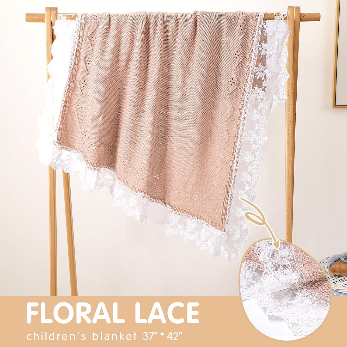 Booulfi Baby Blanket for Girl Toddler Newborn Swaddle Receiving Knit Cotton Blanket Throw Blanket Soft Crochet Preemie Small Crib Gender Neutral Infant Baby Boy Blankets