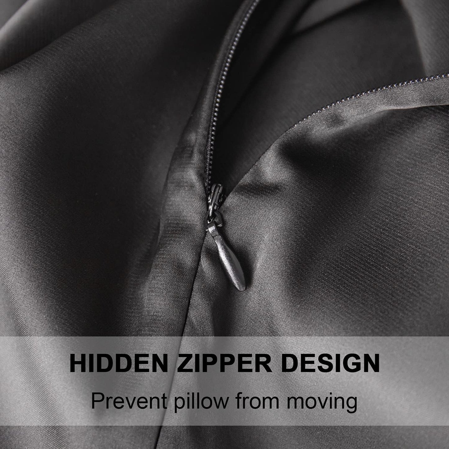 Mulberry Silk Pillowcase for Hair and Skin,Standard Size Cooling Silk Pillow Case with Hidden Zipper,Allergen Proof Dual Sides Soft Breathable Smooth Silk Pillow Cover for Women(Standard,Black)