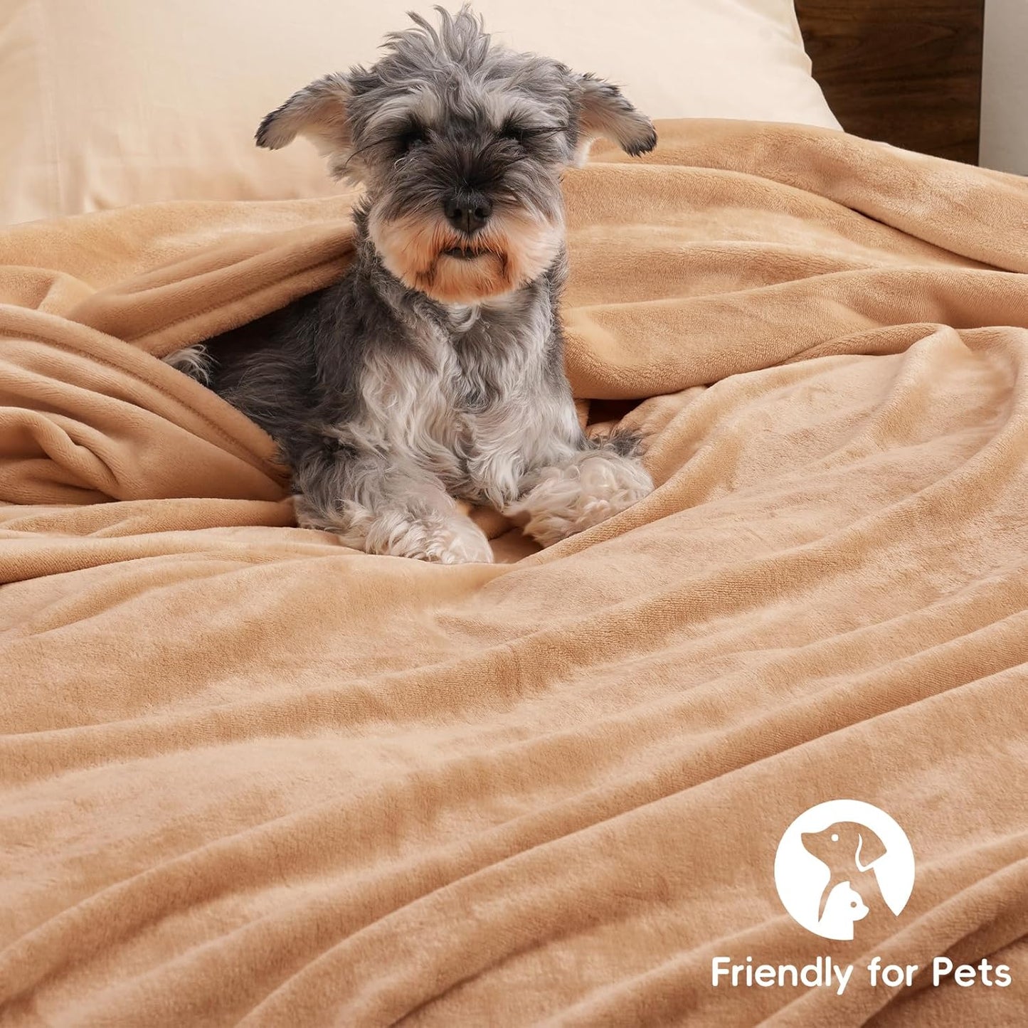 PHF Ultra Soft Fleece Blanket King Size, No Shed No Pilling Luxury Plush Cozy 300GSM Lightweight Blanket for Bed, Couch, Chair, Sofa Suitable for All Season, 108" x 90", Camel