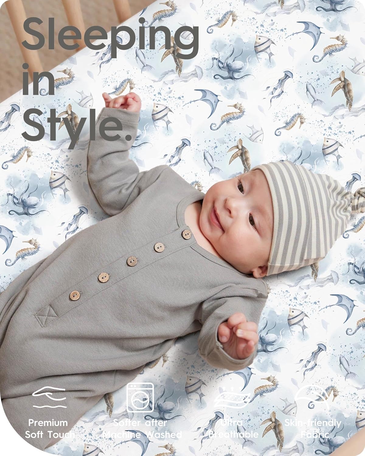 Pack and Play Sheets Fitted, Ultra Soft Mini Crib Sheets Boy, Neutral Pack N Play Mattress Sheets Hypoallergenic and Soothing, Premium Jersey Playard Sheets, Safari Animals, 2 Pack