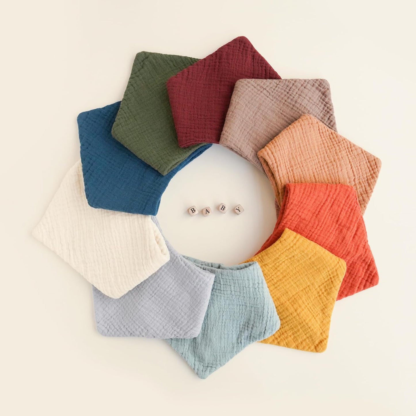 Konssy Muslin Baby Bibs 10 Pack Baby Bandana Drool Bibs 100% Cotton for Unisex Boys and Girls, Soft Absorbent Set for Teething and Drooling