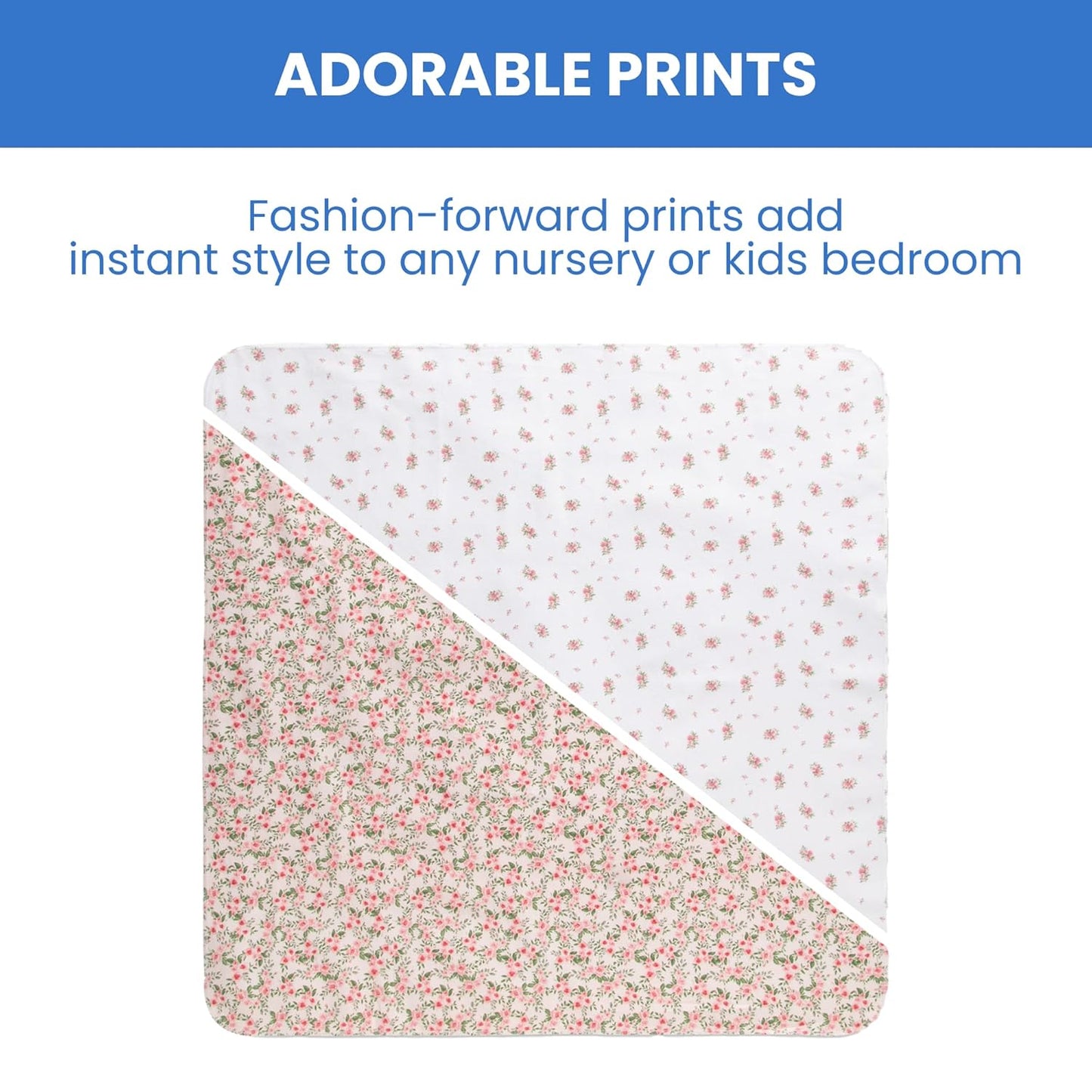 Delta Children 100% Cotton Flannel Baby Receiving Blankets for Girls and Boys – 30x30 Inches (Pack of 2), Pink Floral