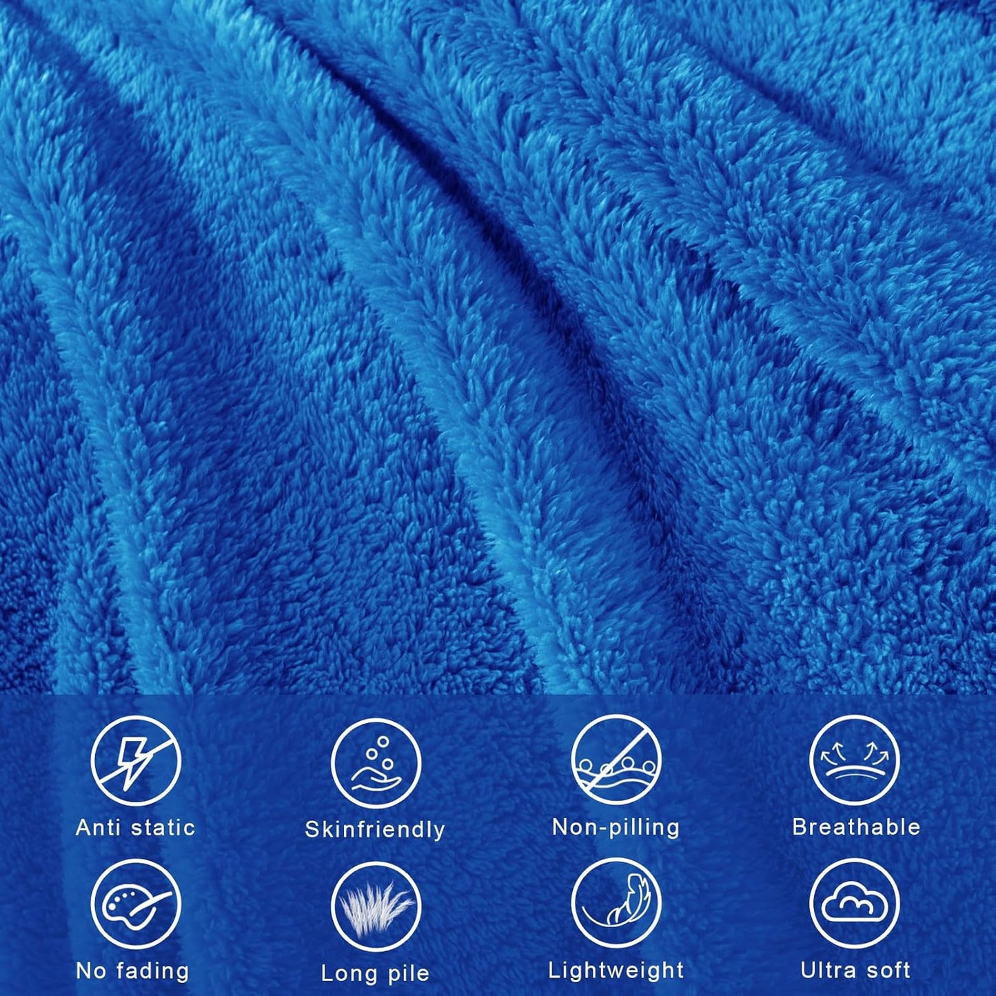 Exclusivo Mezcla Soft Fleece Throw Blanket for Couch, Super Soft Velvet Plush Bed Blanket, Fuzzy Cozy and Warm for All Seasons, 50x60 Inches, Cobalt Blue