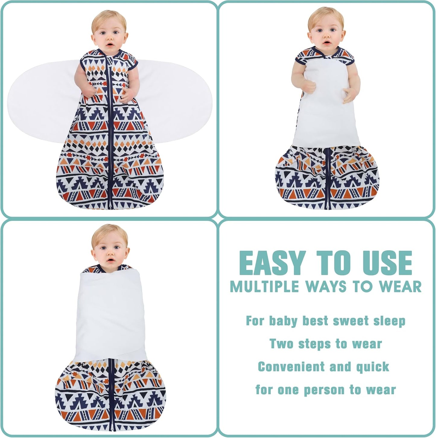 Newborn Sleep Sack Baby Swaddle,3-Way Adjustable Wearable Blanket,100% Rayon Cotton Swaddling Sleeping Bag，TOG 0.5 (Soccer & Triangles, 0-3 Months)