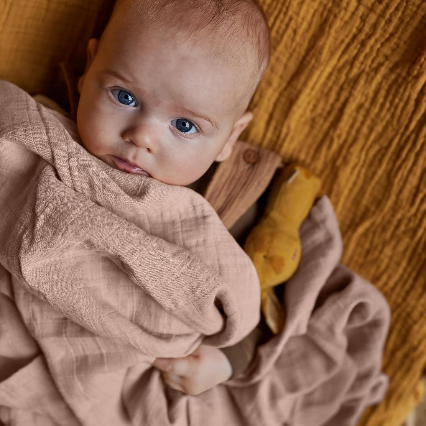 Swaddle - 100% Organic Cotton - Muslin Swaddle Blankets for Newborn, 47" x 47" (Blush)