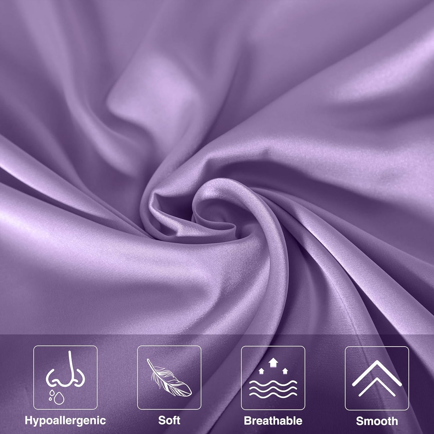 Mulberry Silk Pillowcase for Hair and Skin,King Size Cooling Silk Pillow Case with Hidden Zipper,Allergen Proof Dual Sides Soft Breathable Smooth Silk Pillow Cover for Women(King,Violet)
