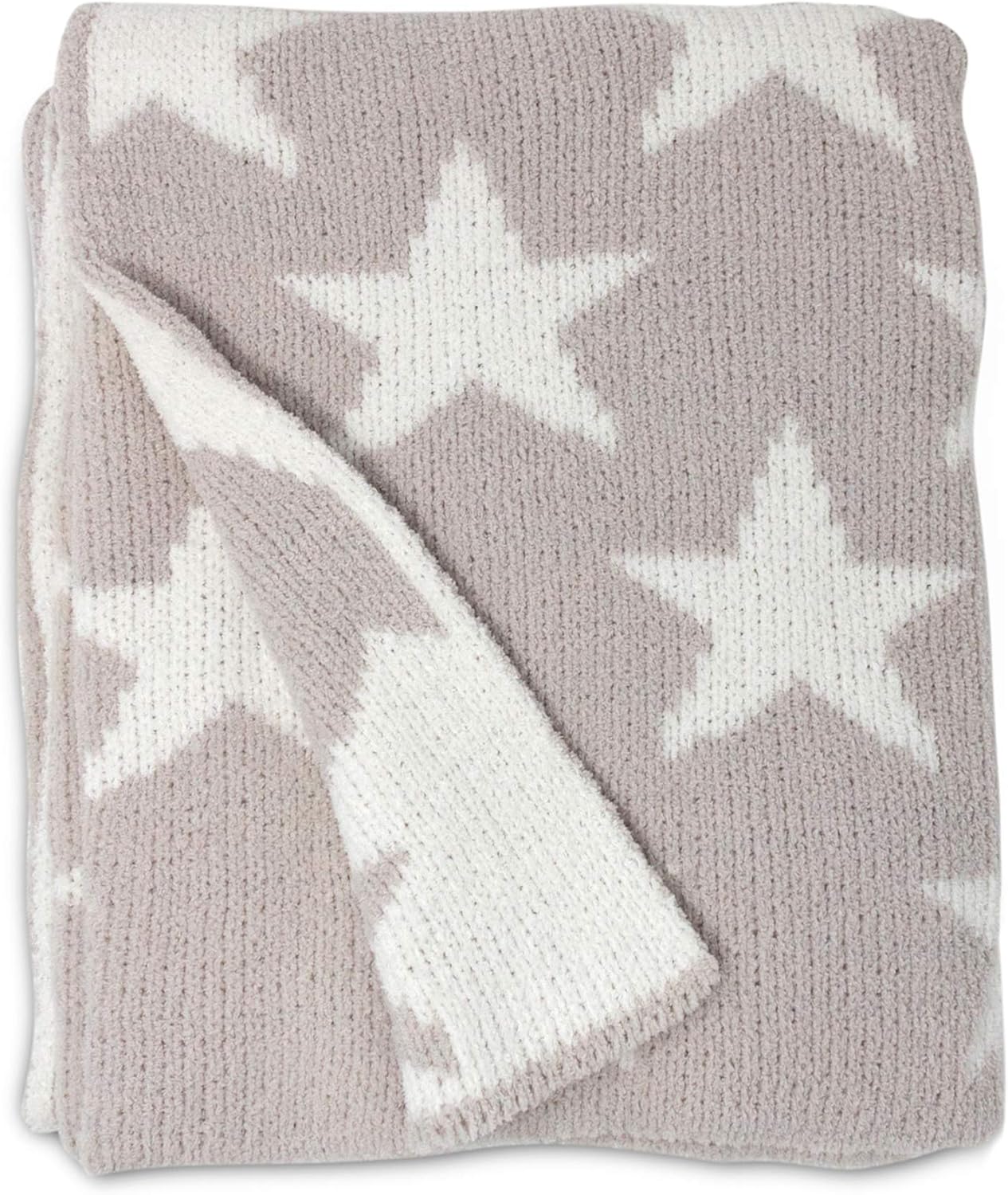 Living Textiles Grey Stars Chenille Soft Baby Blanket Reversible Premium Cozy Fabric for Best Comfort - for Infant,Toddler,Newborn,Nursery,Boy,Girl,Unisex,Throw,Crib,Stroller,Gift, Grey Stars 40x30
