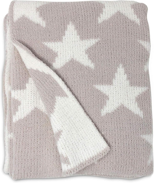 Living Textiles Grey Stars Chenille Soft Baby Blanket Reversible Premium Cozy Fabric for Best Comfort - for Infant,Toddler,Newborn,Nursery,Boy,Girl,Unisex,Throw,Crib,Stroller,Gift, Grey Stars 40x30