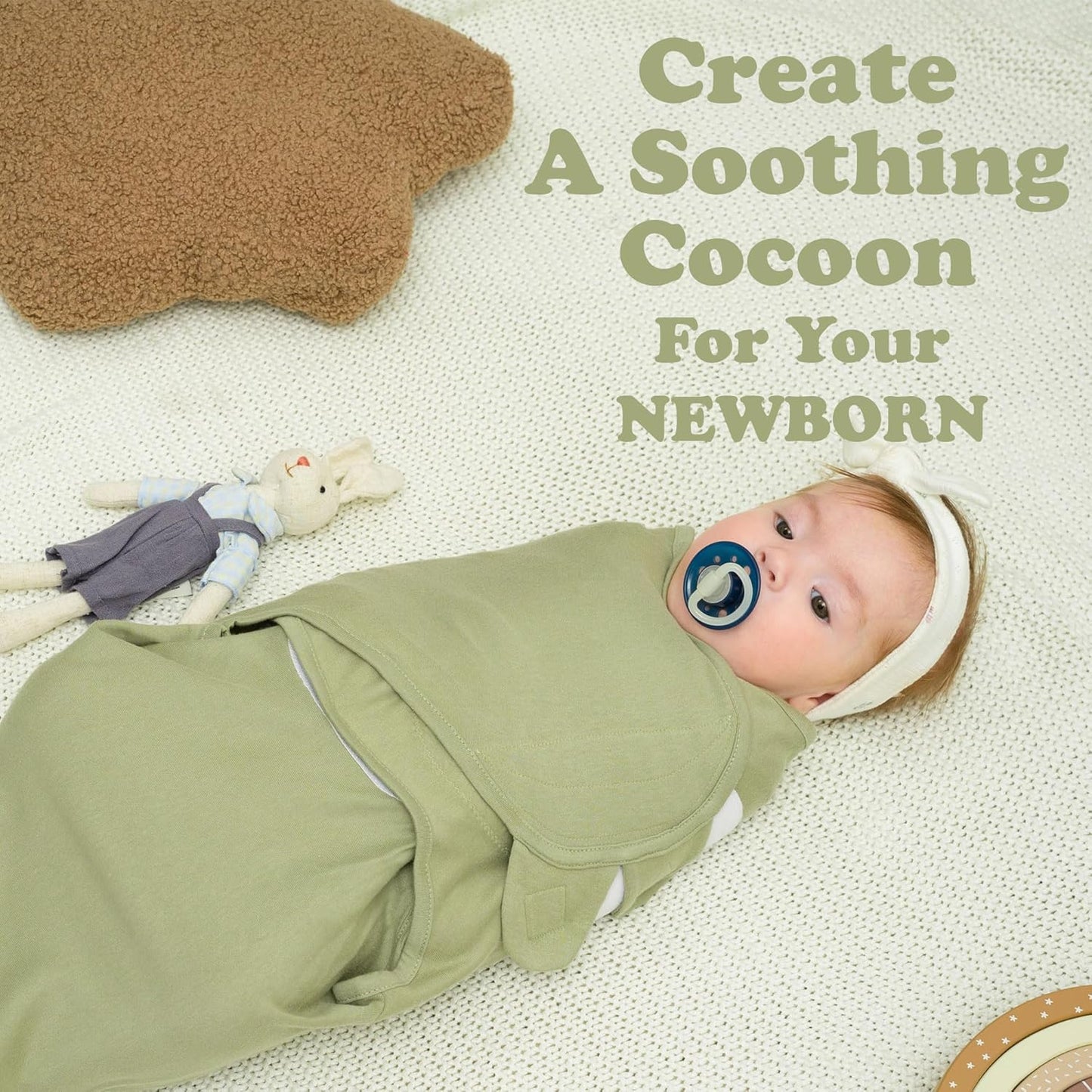 Bublo Baby Swaddles for Newborns – 3-Pack Infant Swaddles 0-3 Months – Adjustable Swaddle Sleep Sack – Soft Organic Cotton Baby Wrap for Safe & Cozy Sleep (Pastel Green)