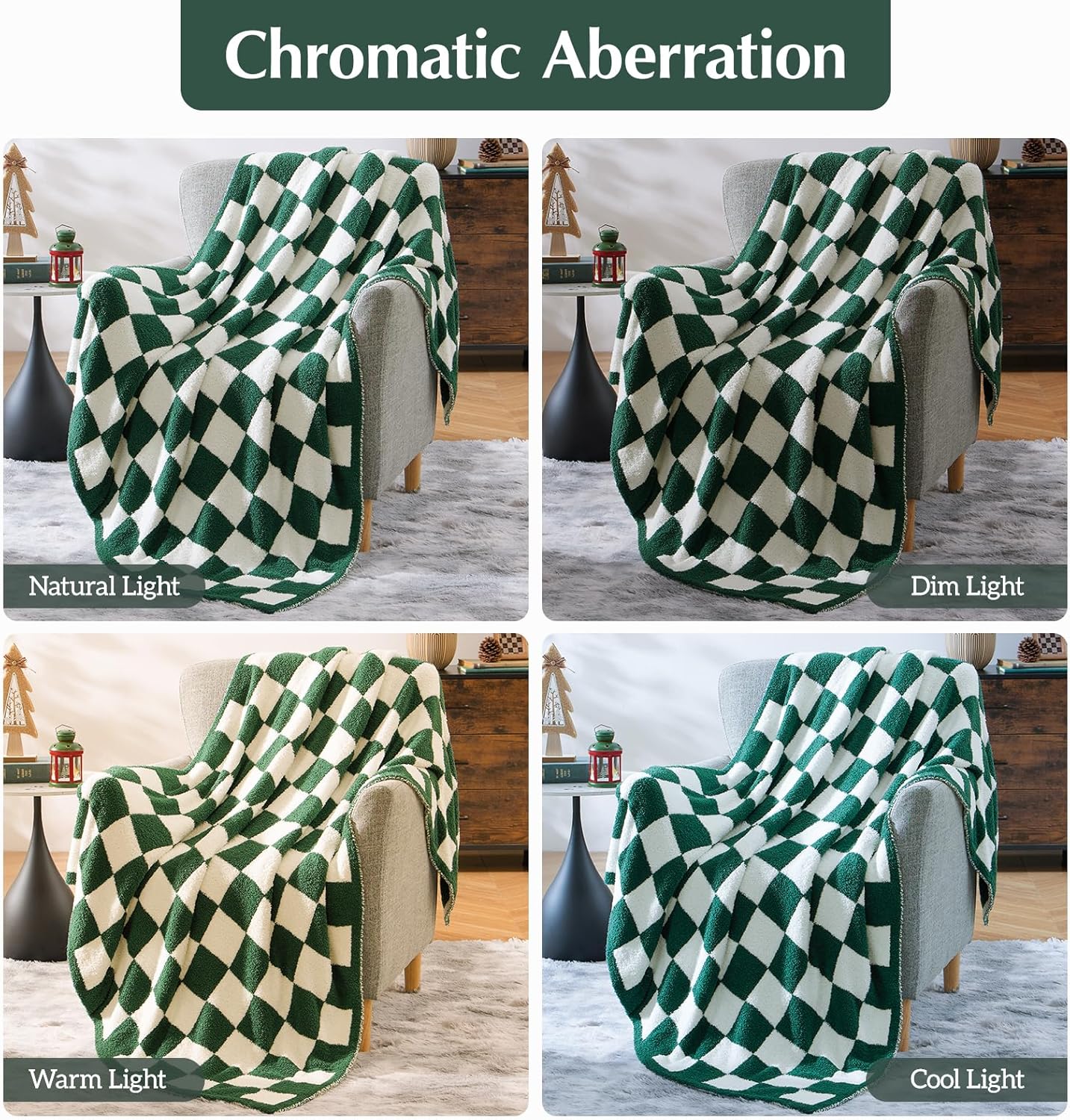 WRENSONGE Checkered Throw Blanket, Avocado Green Soft Cozy Fluffy Warm Hand Made Throw Blankets for Couch, Sofa, Chair, Bed, Camping, Picnic, Travel Lightweight Bed Blanket - 60"*80"