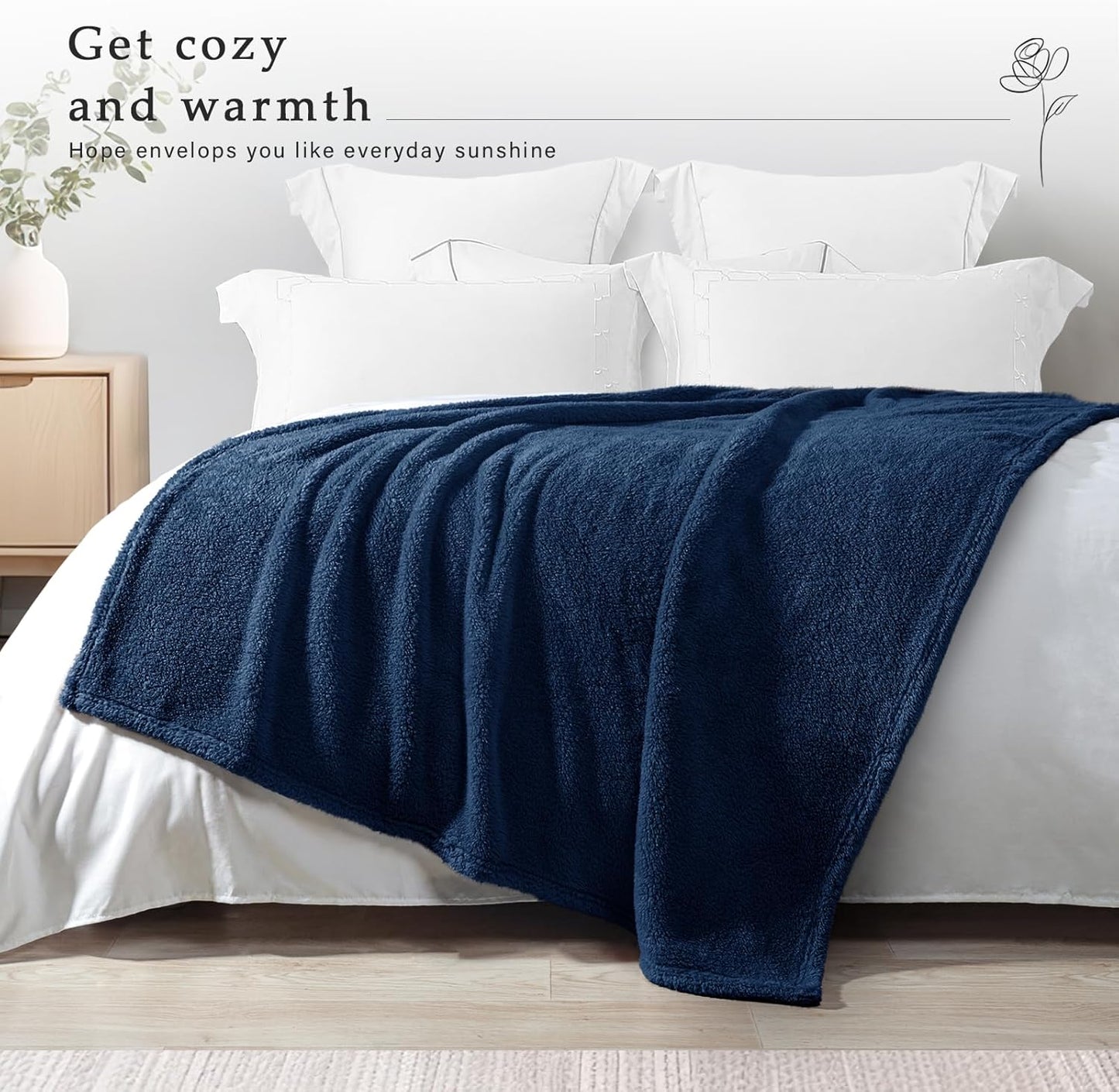 Exclusivo Mezcla Soft Fleece Throw Blanket for Couch, Super Soft Velvet Plush Bed Blanket, Fuzzy Cozy and Warm for All Seasons, 50x60 Inches, Navy Blue