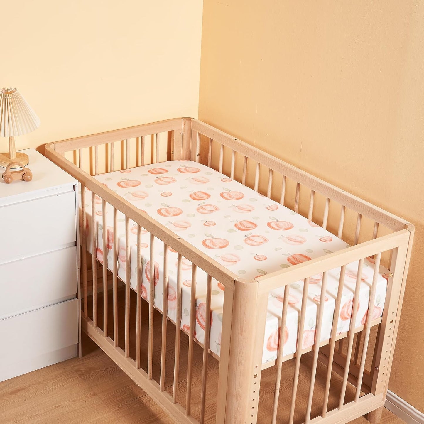 TILLYOU Baby Crib Sheets for Boys Girls, Super Soft Toddler Bed Sheets, 2 Pack Sheets for Standard Crib Mattress 28x52in, Peach dot