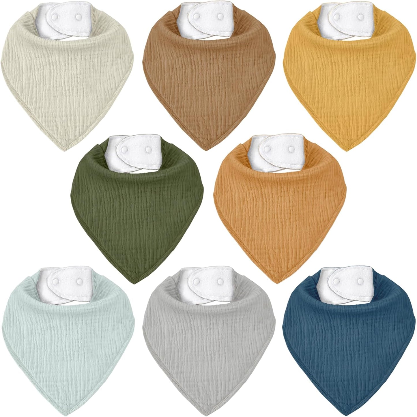 Muslin Baby Bibs 8 Pack, Baby Bandana Drool Bib for Drooling and Teething, Cotton Soft Absorbent for Girls Boys