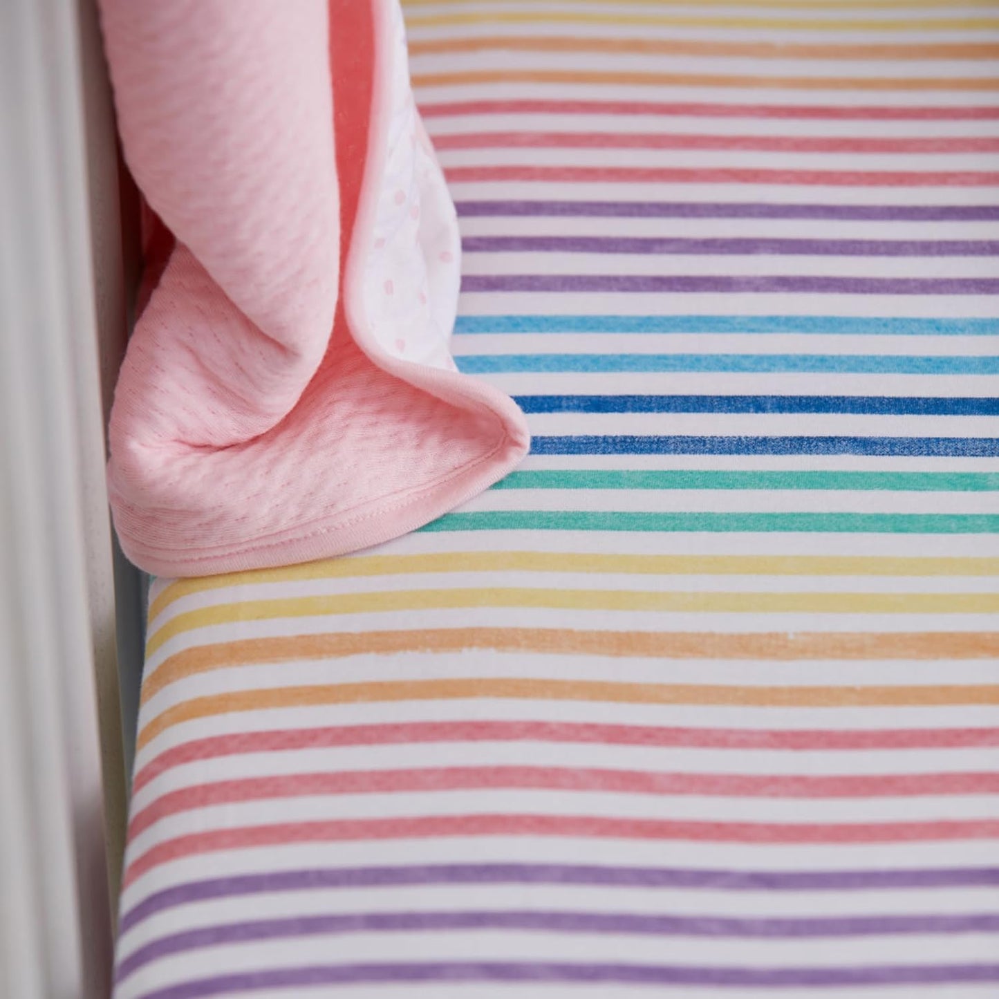 HonestBaby unisex-baby Fitted Crib Sheets Set Standard Mattress, 100% Organic Cotton Baby Boys, Girls, Neutral, 1 Pack - Watercolor World, One Size