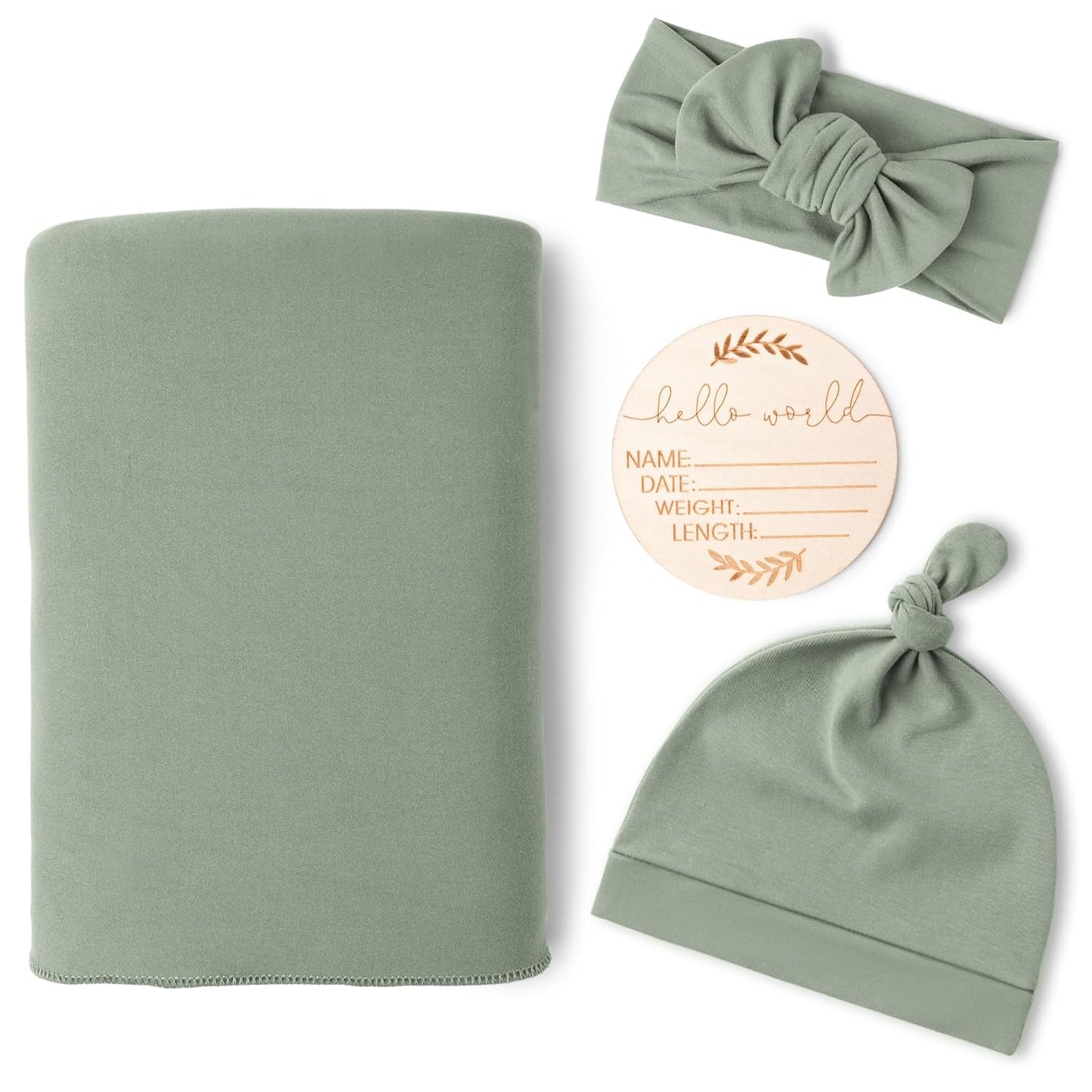 Konssy Baby Girl Newborn Receiving Blanket with Matching Headband and Beanie Set Baby Swaddle Nursery Swaddle Wrap