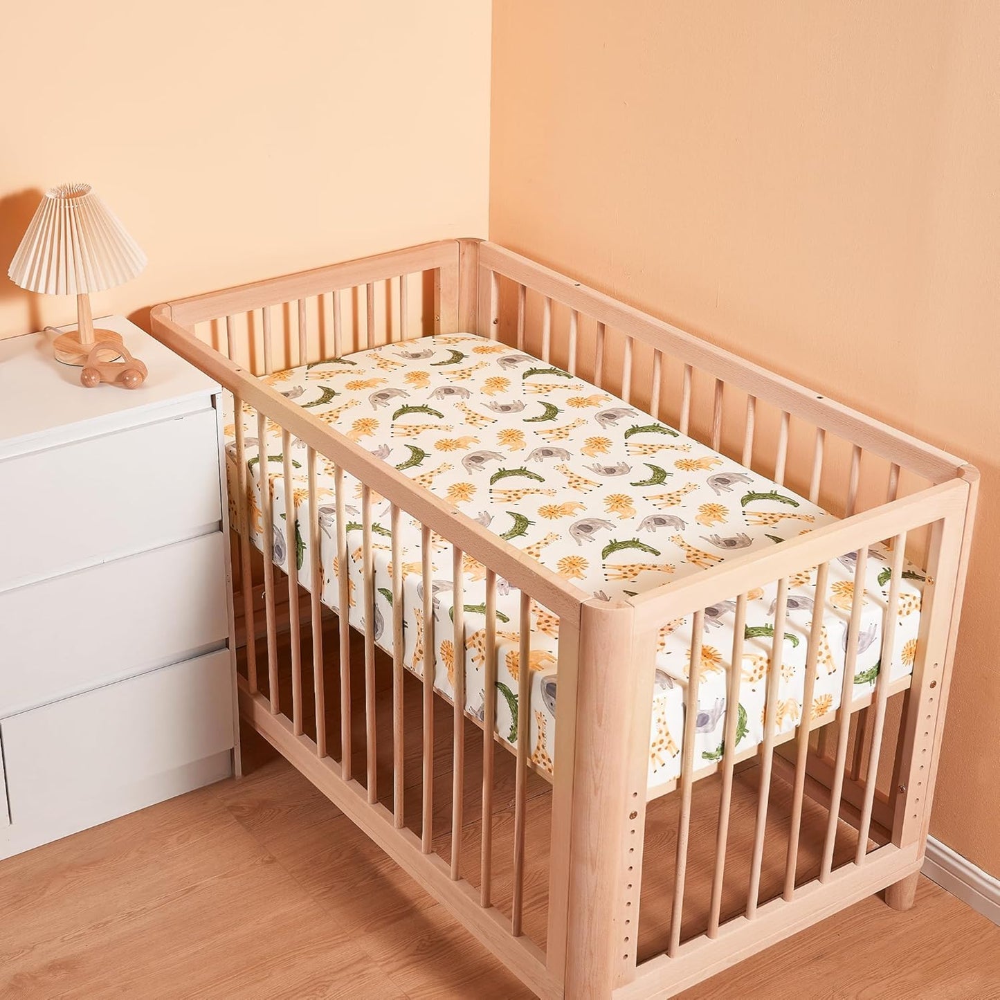 TILLYOU Baby Crib Sheets for Boys Girls, Super Soft Toddler Bed Sheets, 2 Pack Sheets for Standard Crib Mattress 28x52in, African Steppe