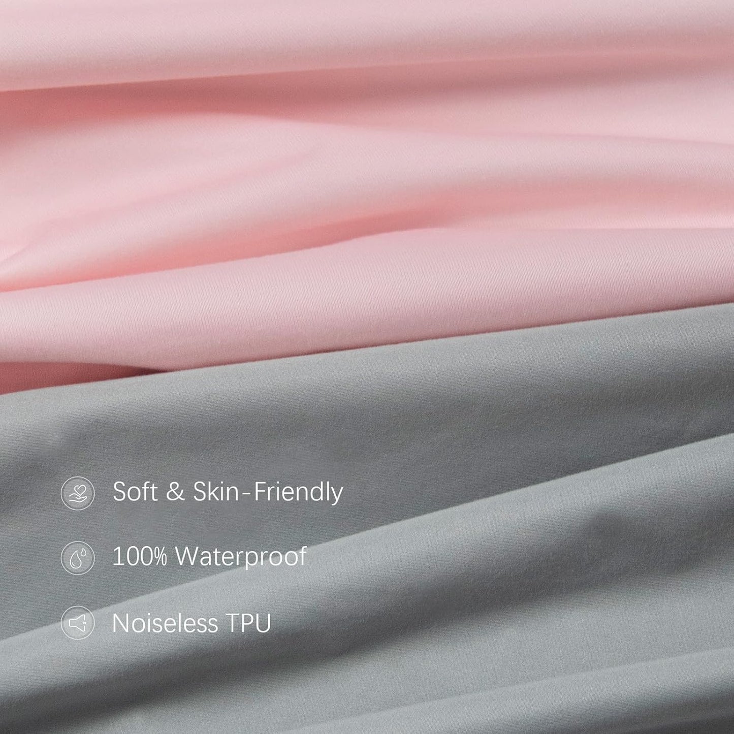 Crib Sheets Waterproof 2 Pack, Crib Mattress Protector, Toddler Fitted Crib Sheet Neutral, Ultra Soft & Breathable Toddler Bed Sheets for Boys and Girls, Grey & Pink